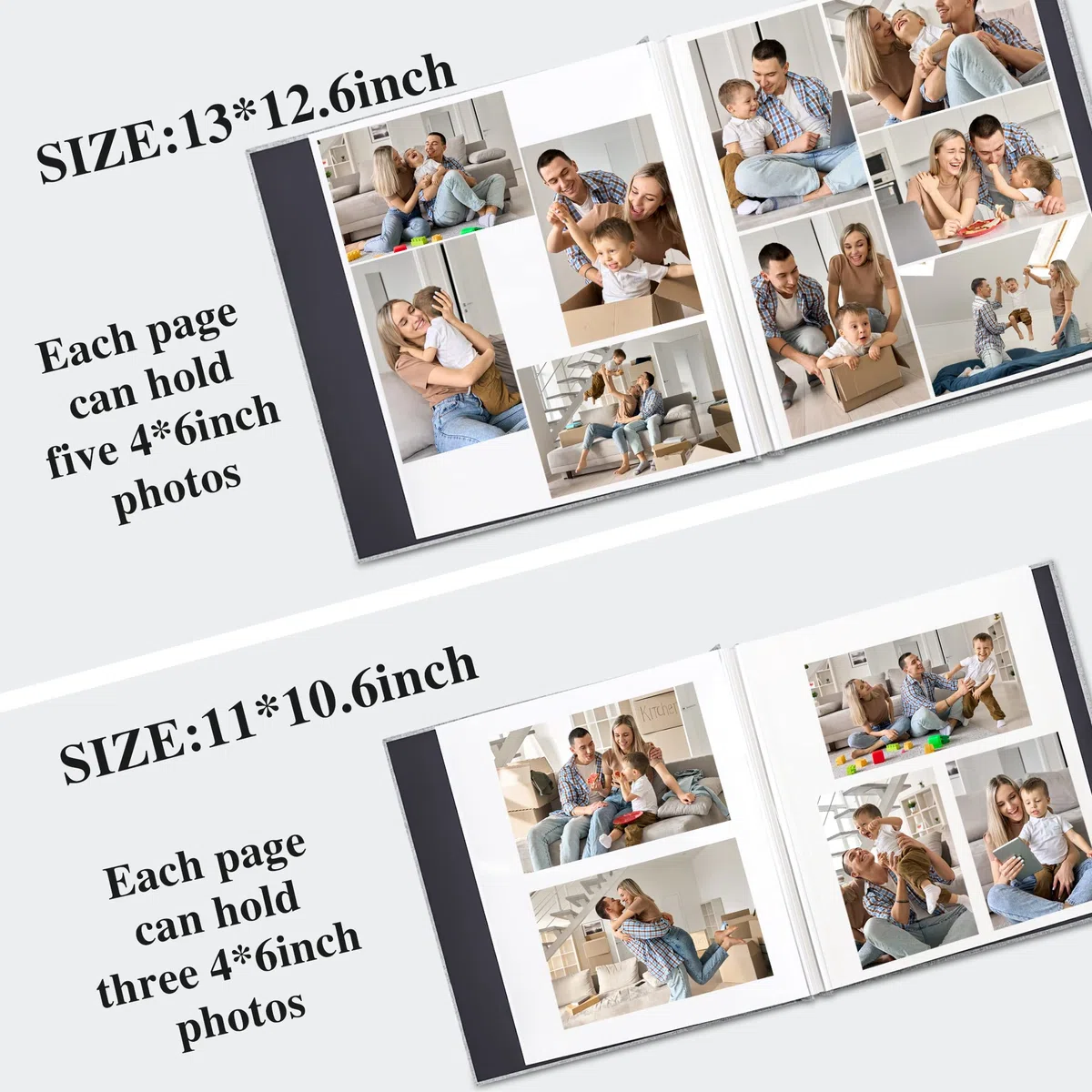 Album Foto Autoadesivo Fai da Te 28x27 cm con 60 Pagine Bianche e Copertina in Lino, Album Fotografico per Foto 10x15, Regalo Nozze Natale Compleanno Bambini, Cachi