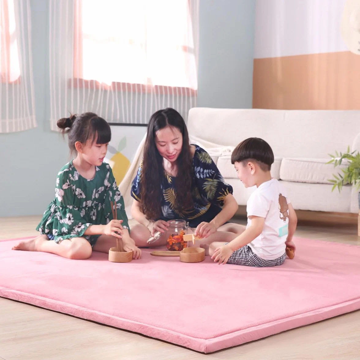 Tappeti e Scendiletto per Bambini, Tappeto Bimbi Lavabile, Tappeto Salotto Tatami, in Diversi Colori e Misure-Olive Green-120 * 150cm