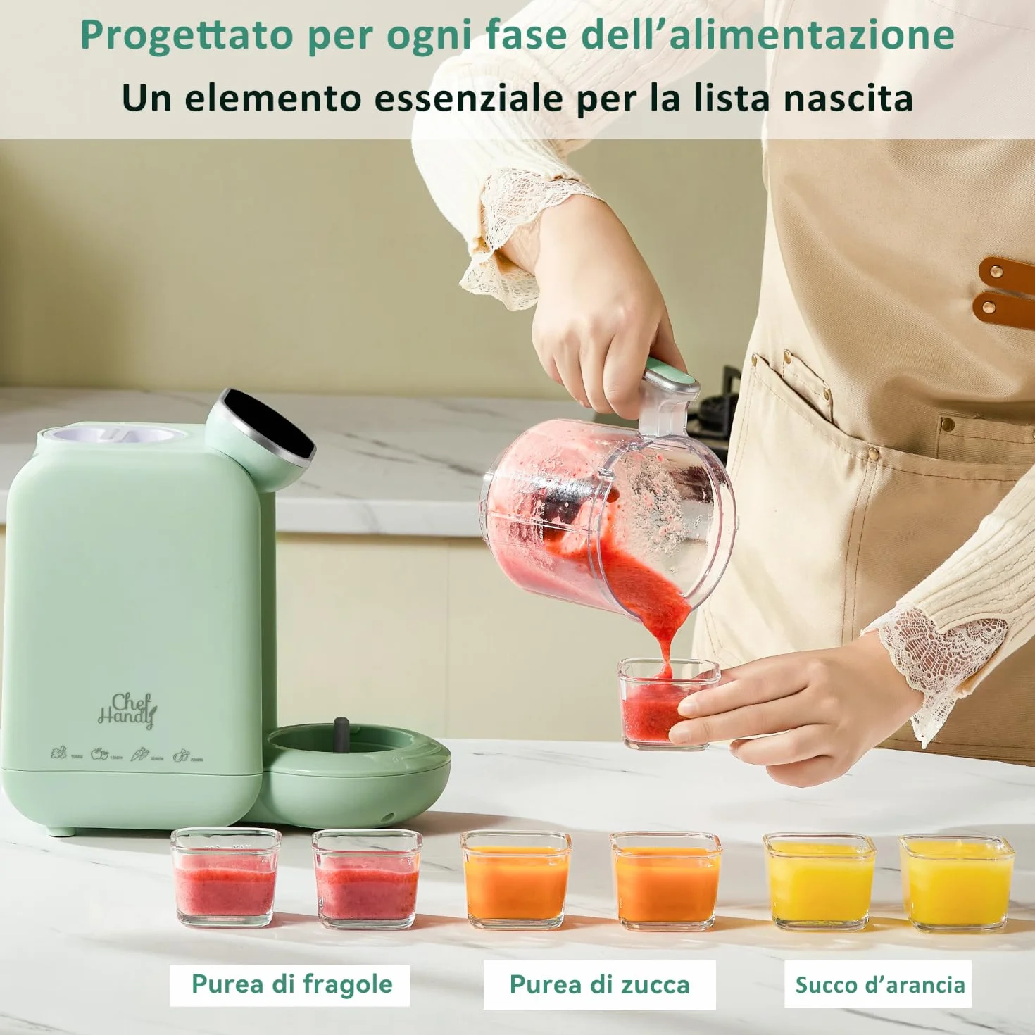 Chefhandy Cuocipappa Multifunzione 5-in-1, Omogeneizzatore e Cuoci Pappa per Neonati
