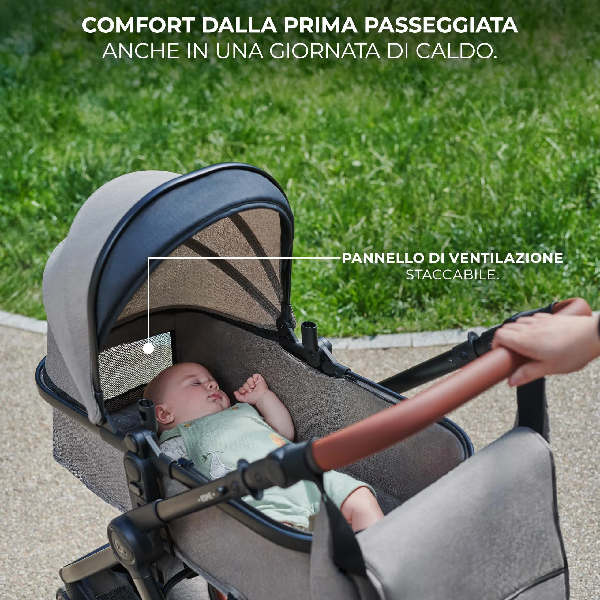 Kinderkraft ESME Trio passeggino neonati 3 in 1 fino 26 kg, Ovetto I-SIZE 40-75 cm, Carrozzina reversibile, Pieghevole, Beige