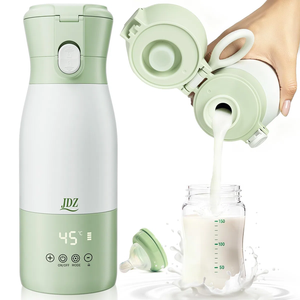 Scaldabiberon Portatile 500ml, Scalda Biberon Elettrico Ricaricabile 16000mAh, Controllo Temperatura Preciso per Latte e Acqua, Ideale per Neonati e Viaggi, Regalo per la Festa della Mamma