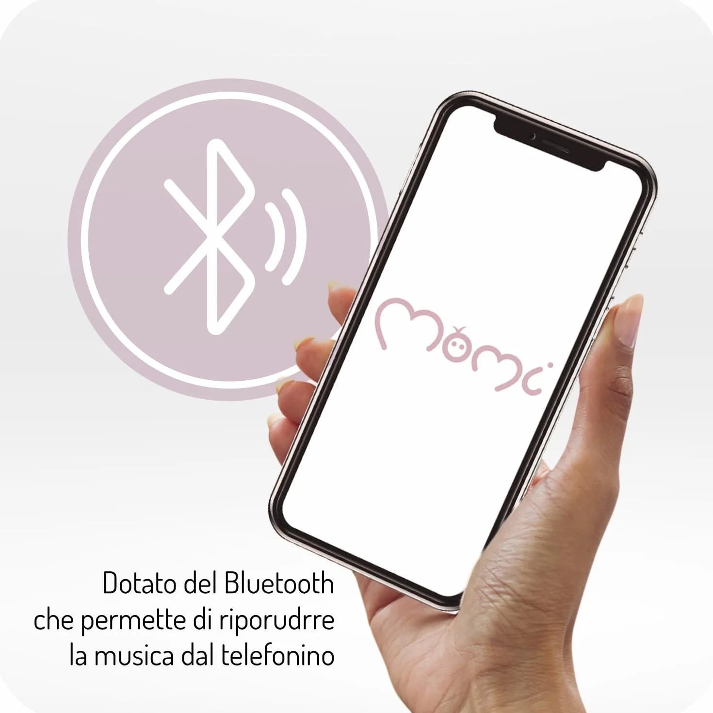 MoMi KENANI Sdraietta per bambini pieghevole 9 kg telecomando Bluetooth cintura sicurezza 5 punti