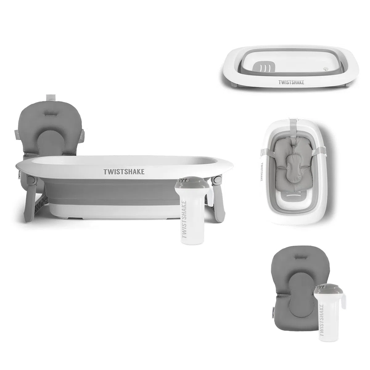 Twistshake Kit per il Bagnetto dei Bambini - Set di 3 | Vaschetta Pieghevole + Cuscino + Tazza di Bagno | Leggero-Portatile-Facile da Pulire | Design Ergonomico | Senza BPA/BPS