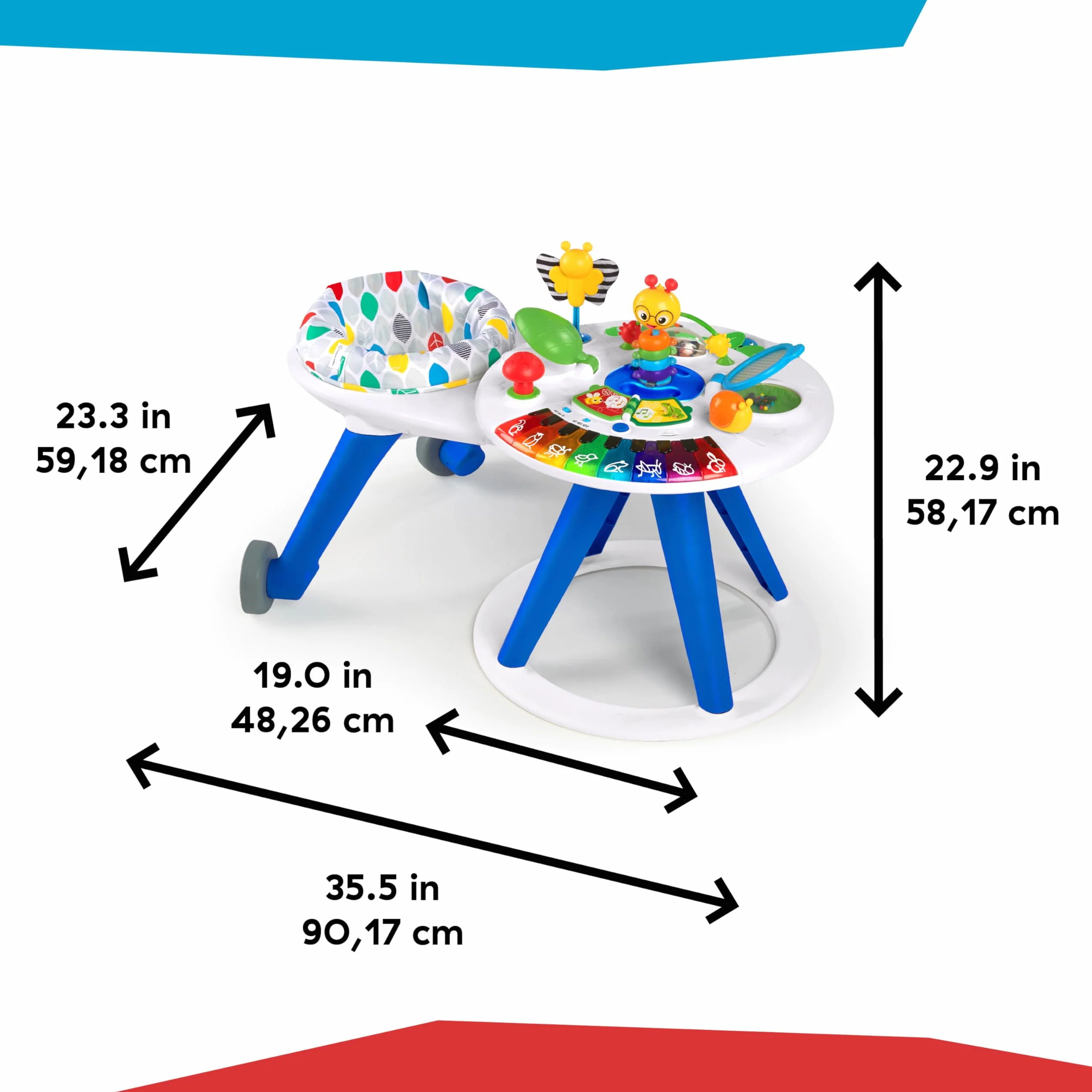 Baby Einstein Around We Grow Centro Attività e Tavolo Girello Evolutivo Multilingue, Sedile Girevole 360°, Altezza Regolabile, dai 6 Mesi+