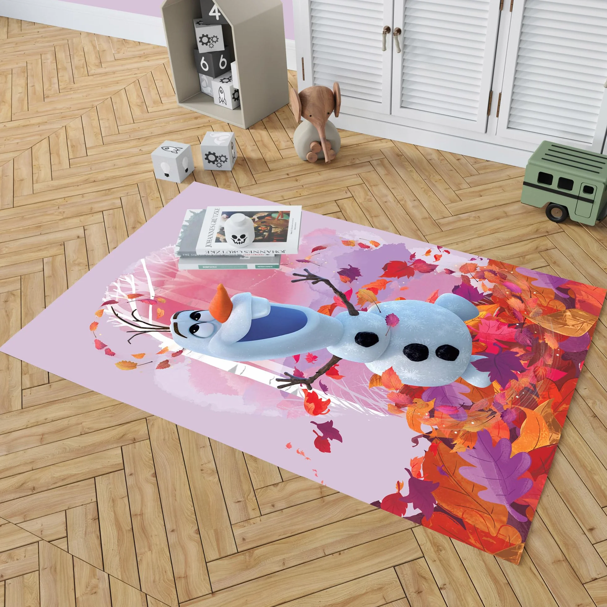 BERONAGE Disney Frozen 2 Tappeto da camera per bambini Olaf 100 cm x 133 cm, antiscivolo, antirumore per bambini, tappeto da gioco, tappetino da gioco, tappeto da ragazza Anna Elsa Olaf Sven Kristoff
