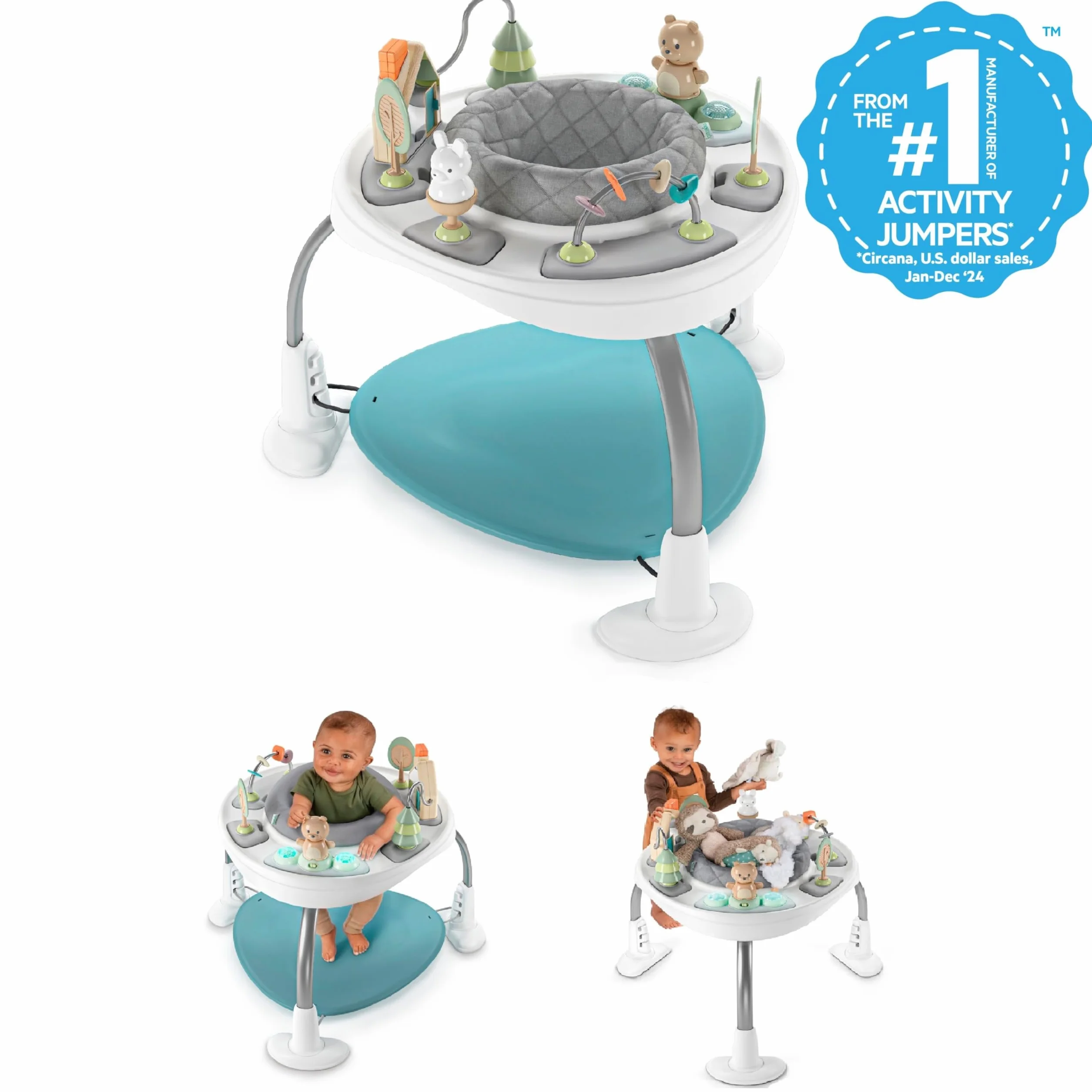 Ingenuity Spring & Sprout 2 in 1 Centro Attività Giochi e Tavolo con Cuscino Luci Suoni 11 Attività Interattive 6 Mesi+