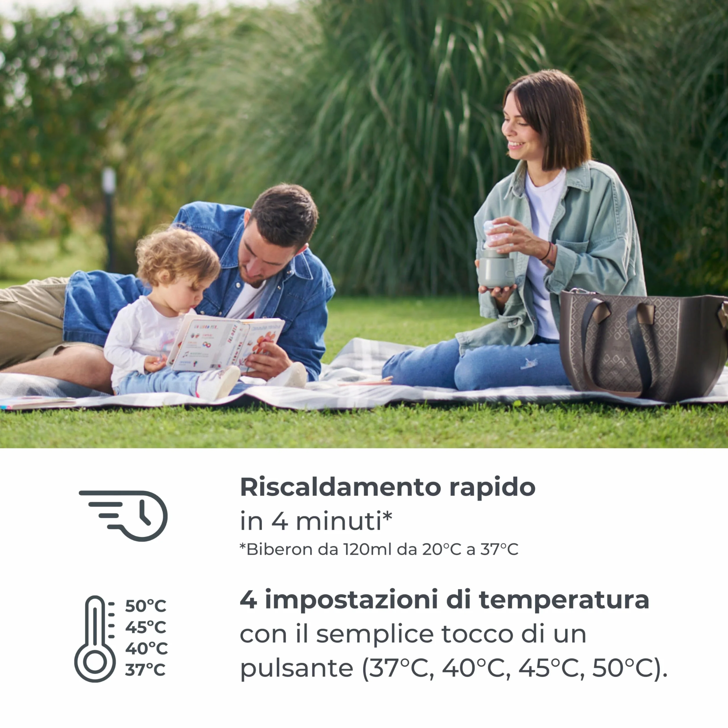 Nuvita Scaldabiberon Portatile Universale 1162 Warm'n'Go con USB, 4 Impostazioni di Temperatura, Scalda fino a 8 Biberon