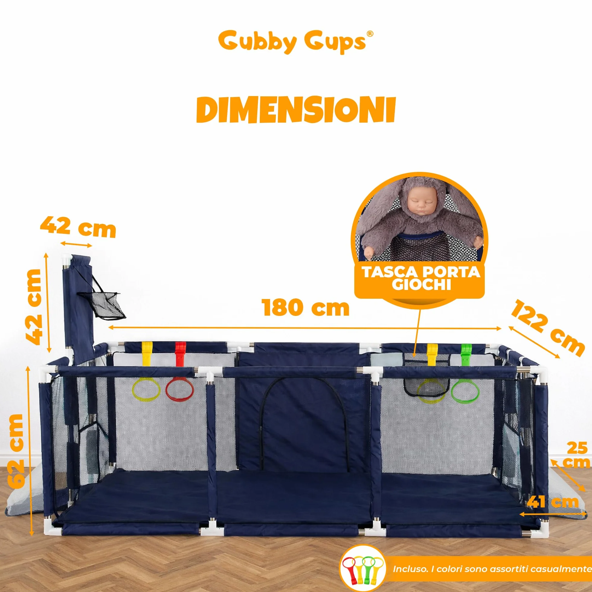 Box Bambini 180x122 cm Recinto per Bambini e Neonati con Rete Traspirante