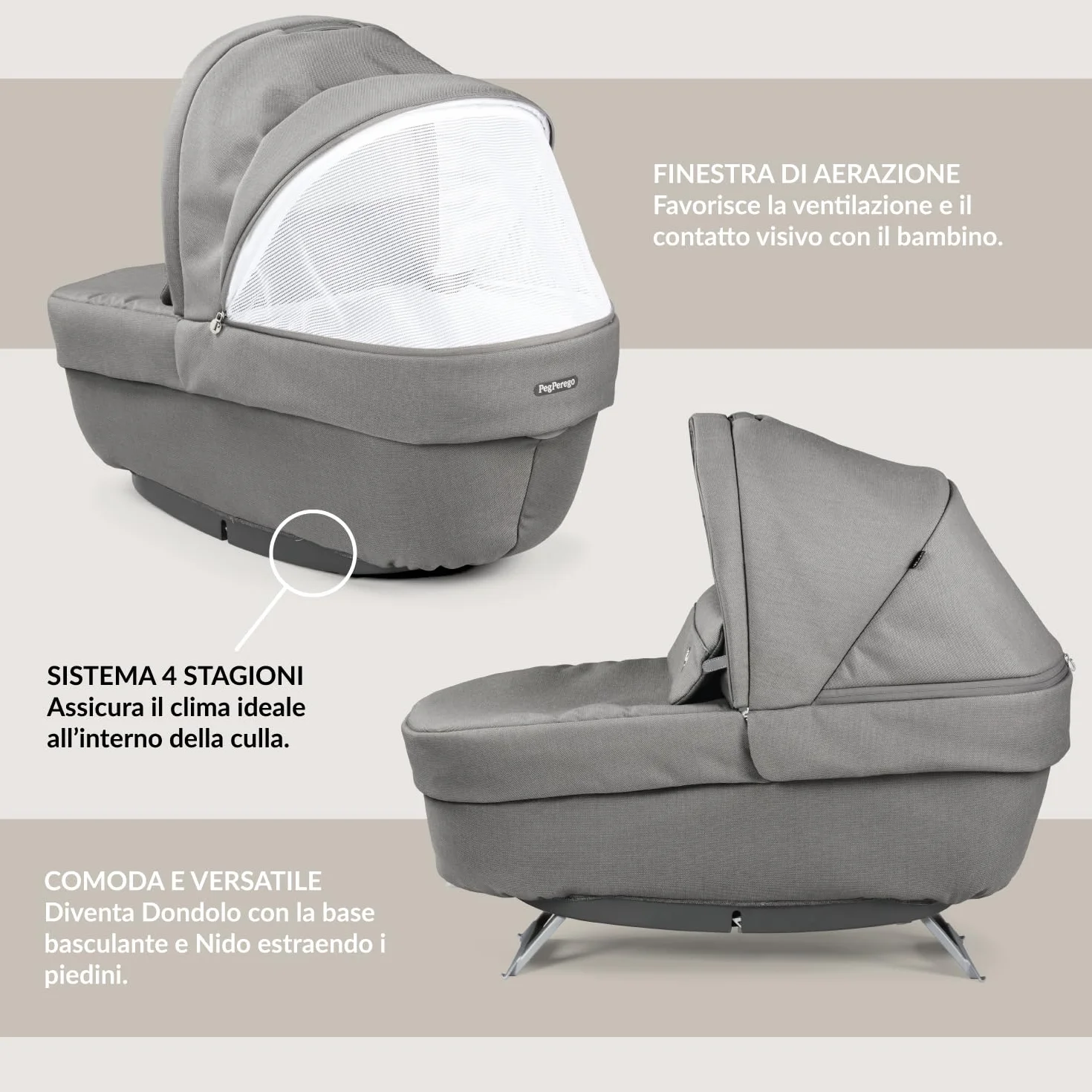 PEG Book Modular Passeggino Trio Neonati 0-4 Anni, Reversibile, Navicella, Seggiolino Auto i-Size, Mercury