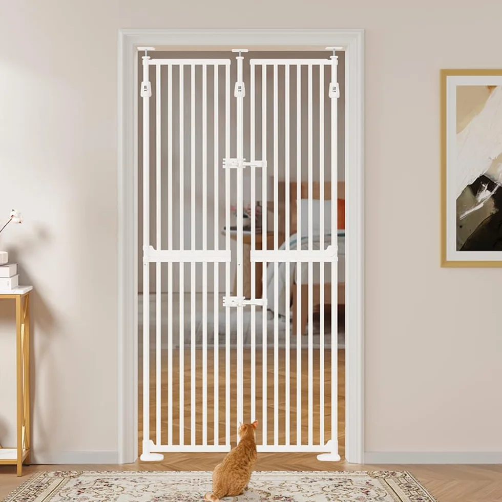 unipaws Barriera di sicurezza per gatti extra alta 190 cm barriera per animali domestici con serratura, sbarre ravvicinate, montaggio senza foratura, uso interno