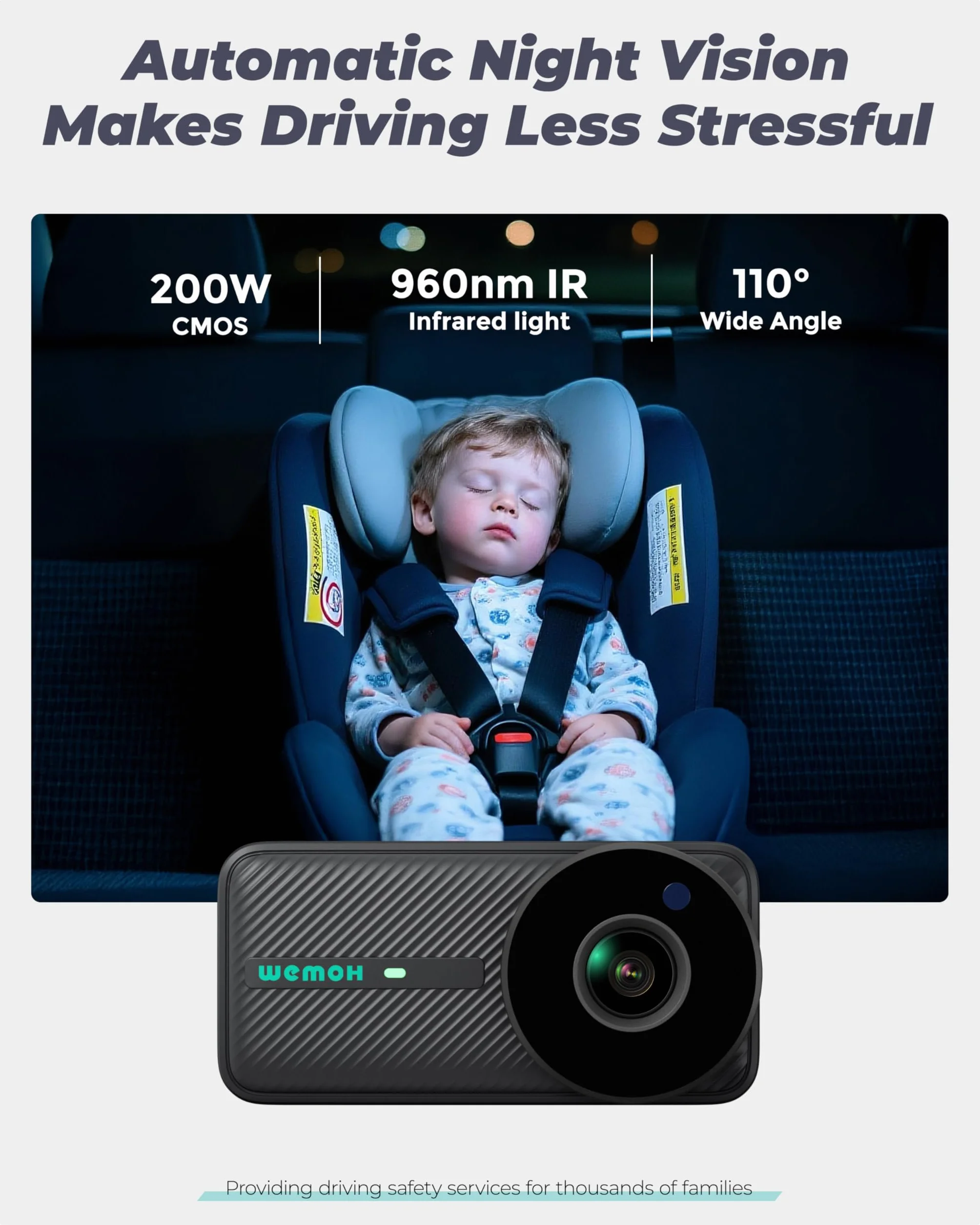 Telecamera Magnetica Doppia per Auto per Bambini, Display IPS 1080P con Supporto Magnetico, 3 Modalità (Zoom/Specchio/Split), Visione Notturna Automatica, Telecamera per Auto USB per Bambini a