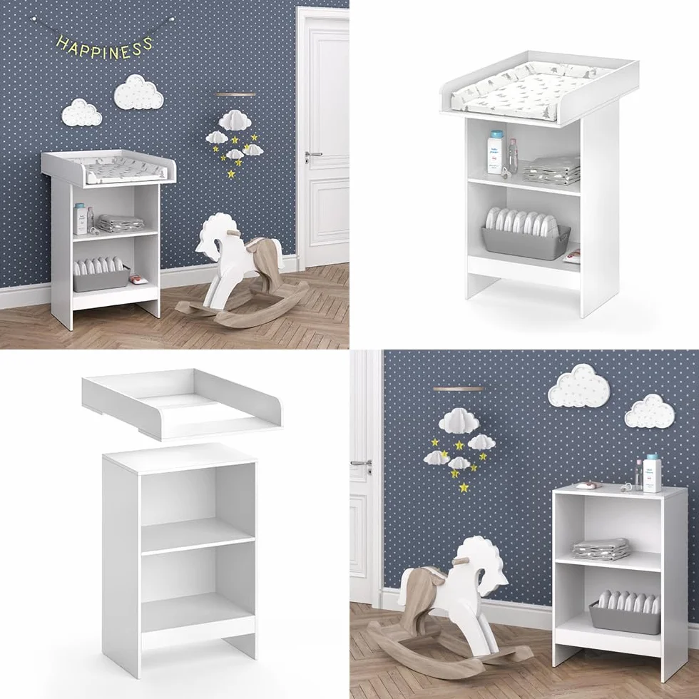 Vicco Fasciatoio Leo, Bianco, 60 x 103 cm, z otwartym półką i zdejmowanym fasciatoio