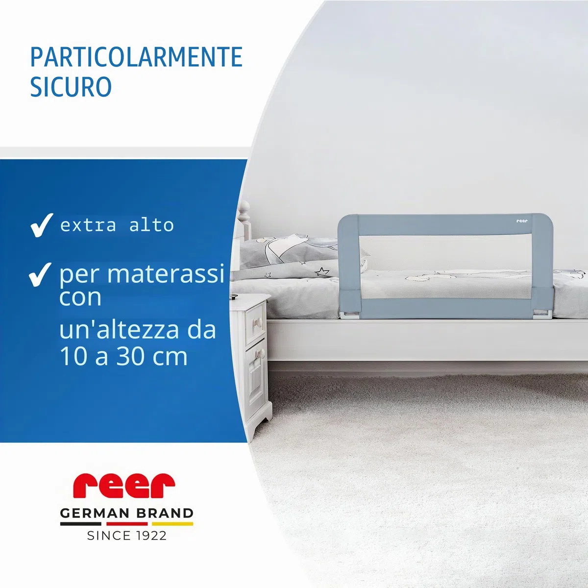 Reer Sleep'n Keep 45111 - Paracolpi per lettino, lunghezza 150 cm, colore: Blu