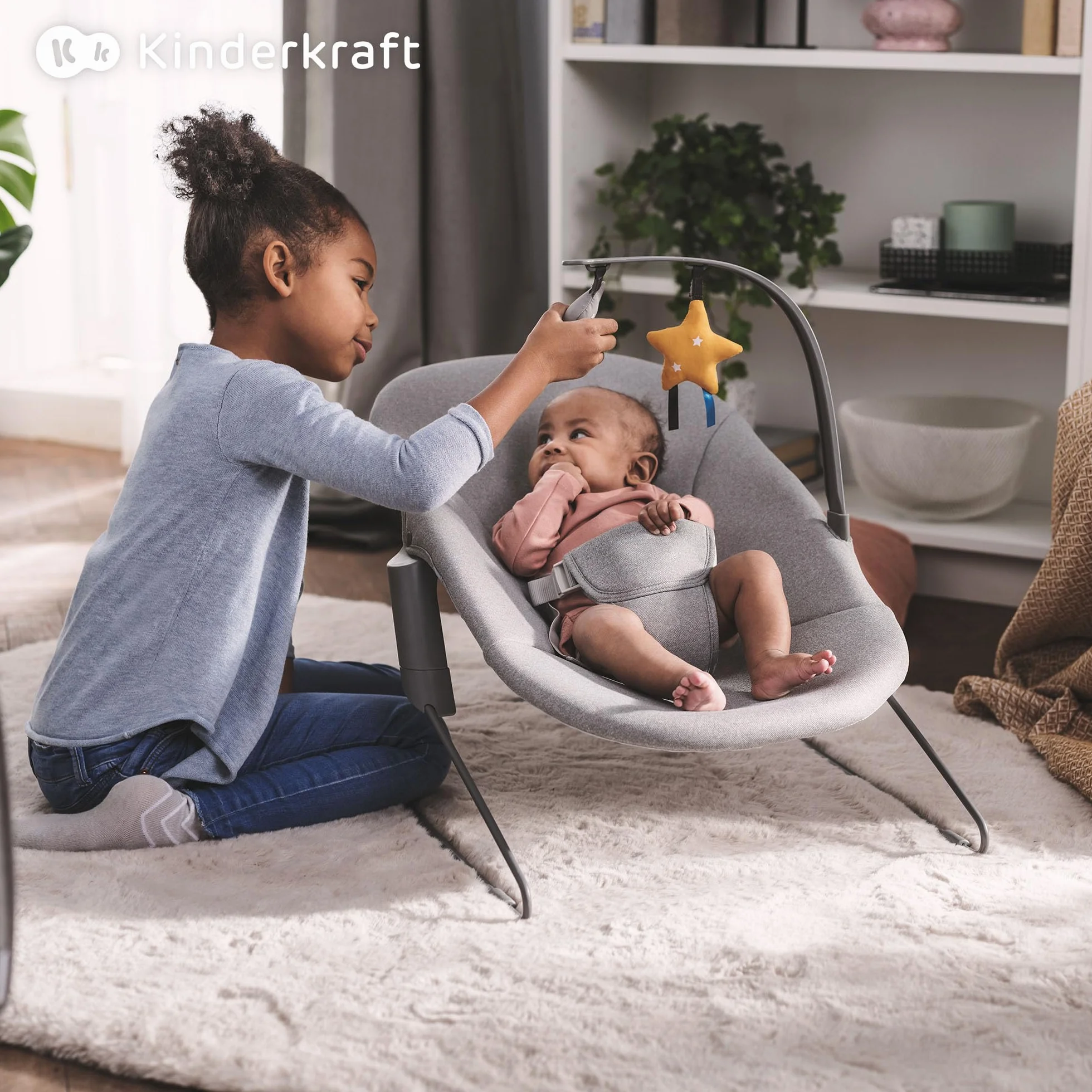 Kinderkraft ENOCK Seggiolone Pappa + Sdraietta CALMEE Legno Evolutivo Multifunzionale Sedia Ergonomica Altezza Regolabile 6 Mesi 10 Anni
