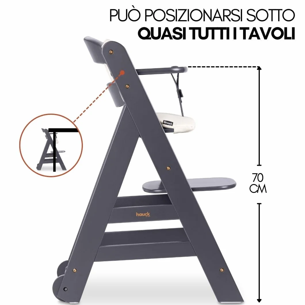 Hauck Seggiolone Evolutivo Beta+ Newborn Set Deluxe 2in1 Regolabile con Sdraietta Neonato, Cuscino Seduta e Vassoio