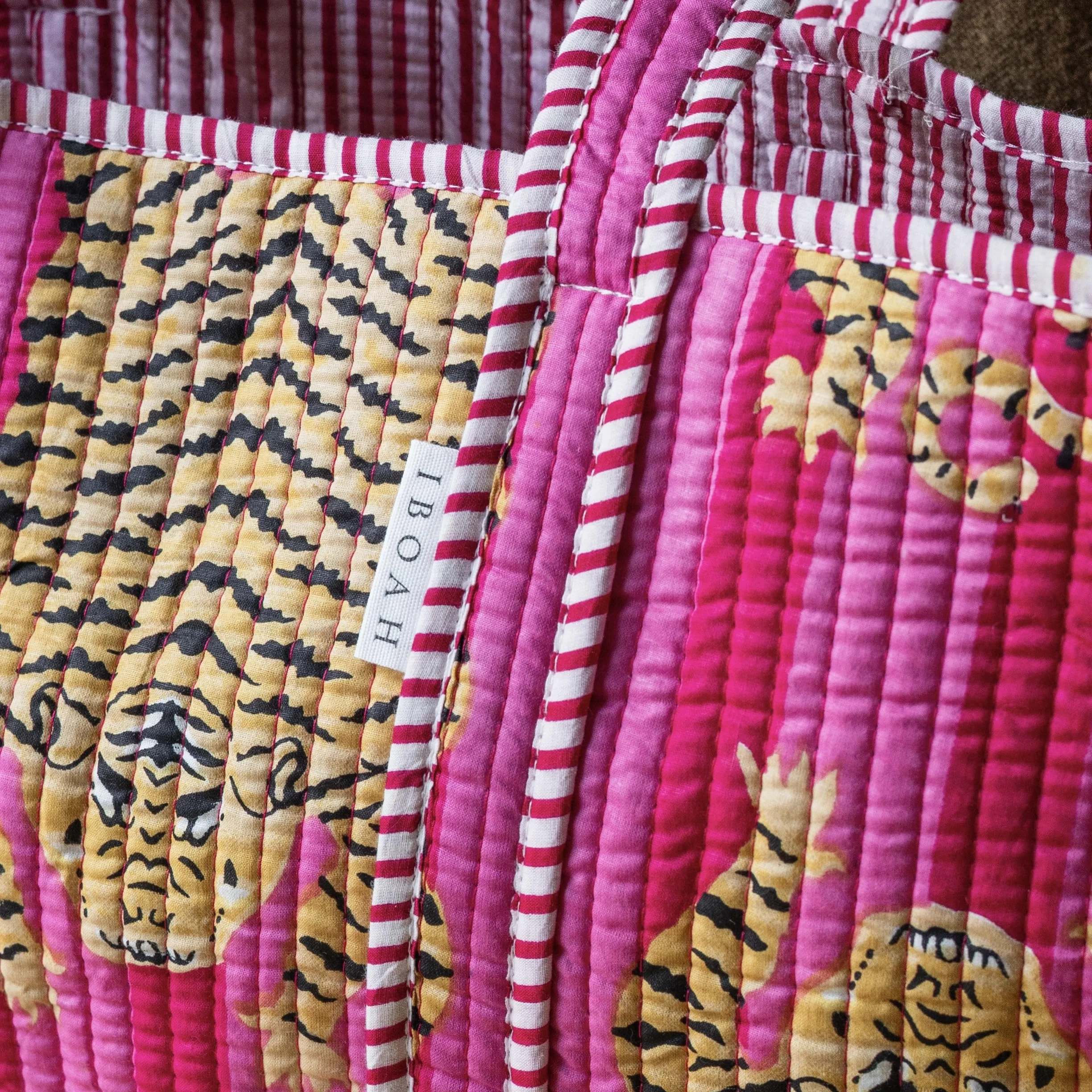 Borsa a mano grande imbottita in cotone con motivo a tigre – Tote Bag versatile per spiaggia, shopping, viaggi e uso quotidiano