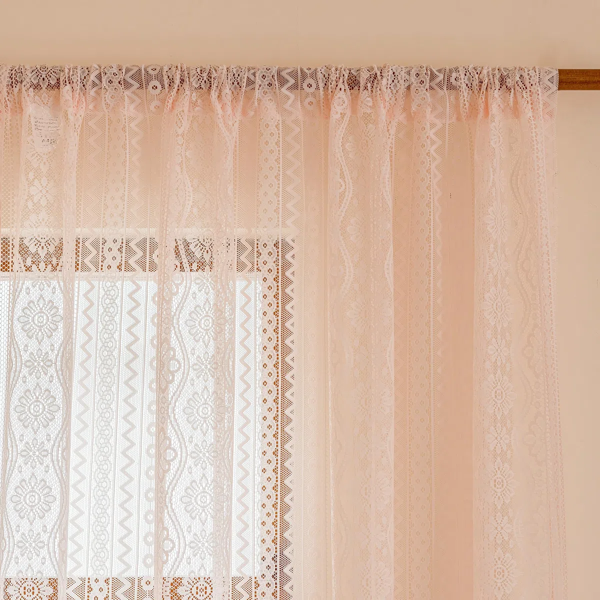 MYSKY HOME - Tende in pizzo per camera dei bambini per ragazze — Tende rosa per soggiorno e camera da letto, trasparenti, stile rustico, con tasca per asta, set da 2 pezzi, colore: rosa, 260 x 140 cm