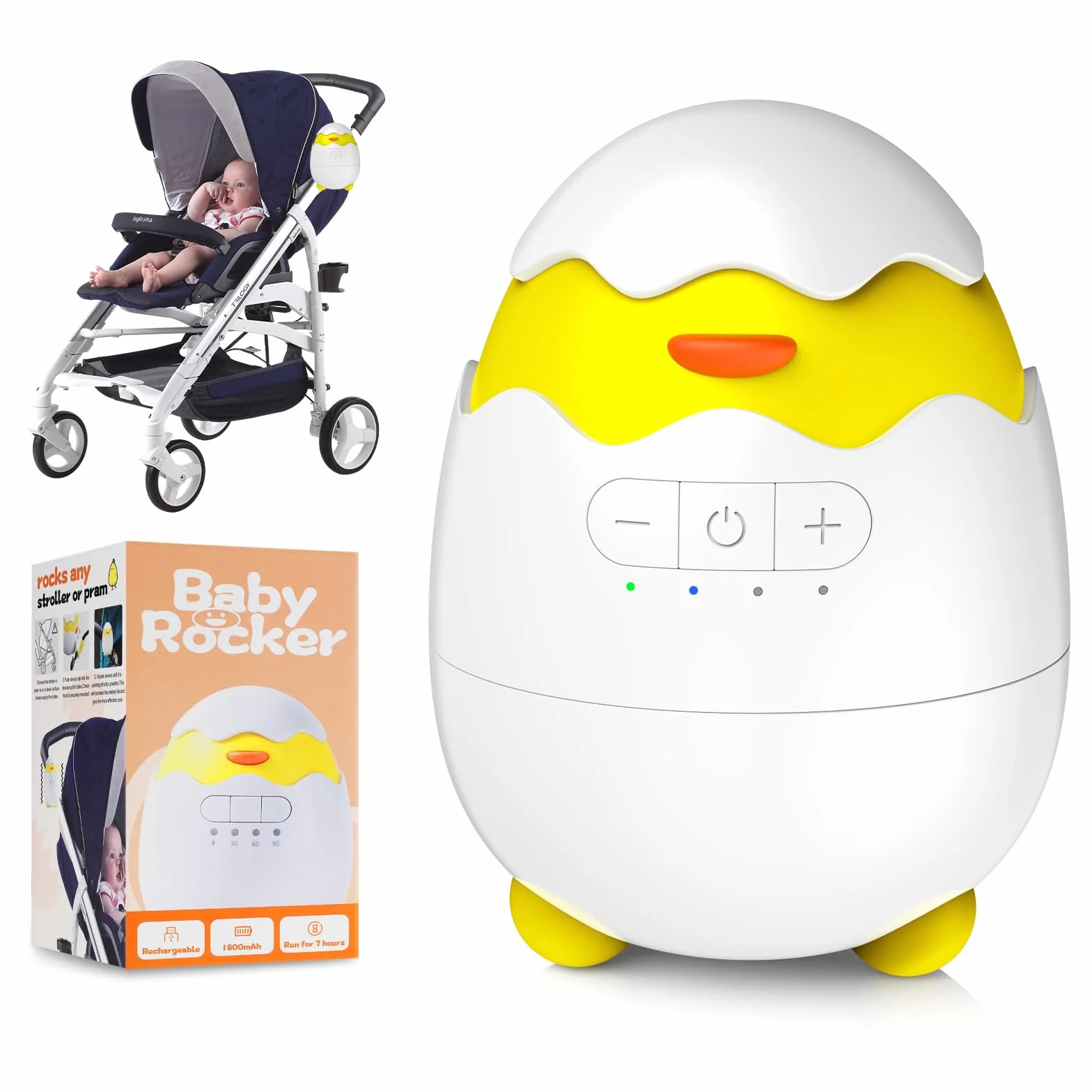 Robofun Baby Rocker - Altalena per passeggino, supporto per dormire per bambini, 5 livelli di intensità, design originale