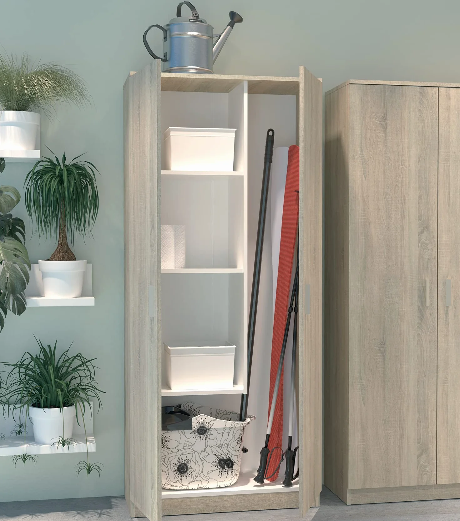 Armadio Scopiera Multiuso 2 porte Rovere Cambrian 180x80x35cm