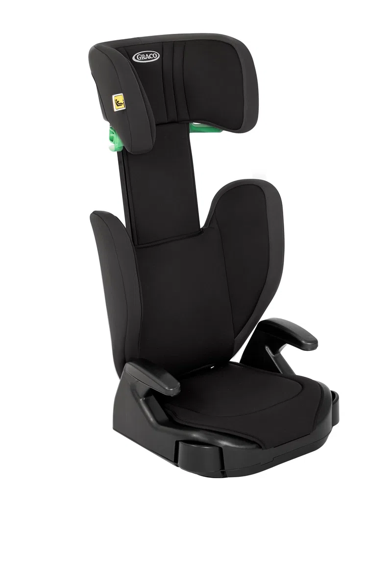 Graco Seggiolino Junior Maxi i-Size R129, Rialzo per Seggiolino, Braccioli e Poggiatesta Regolabili in Altezza, Leggero, con Portabicchieri, Nero, Junior Maxi i-Size