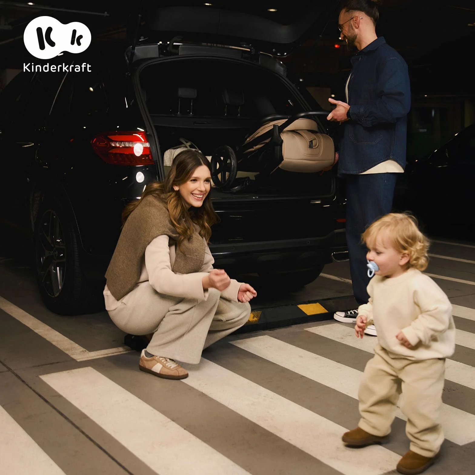 Kinderkraft LOOM Passeggino leggero 27kg, Chiusura una mano, cesto sotto, capottina estensibile, Barra sicurezza, Beige