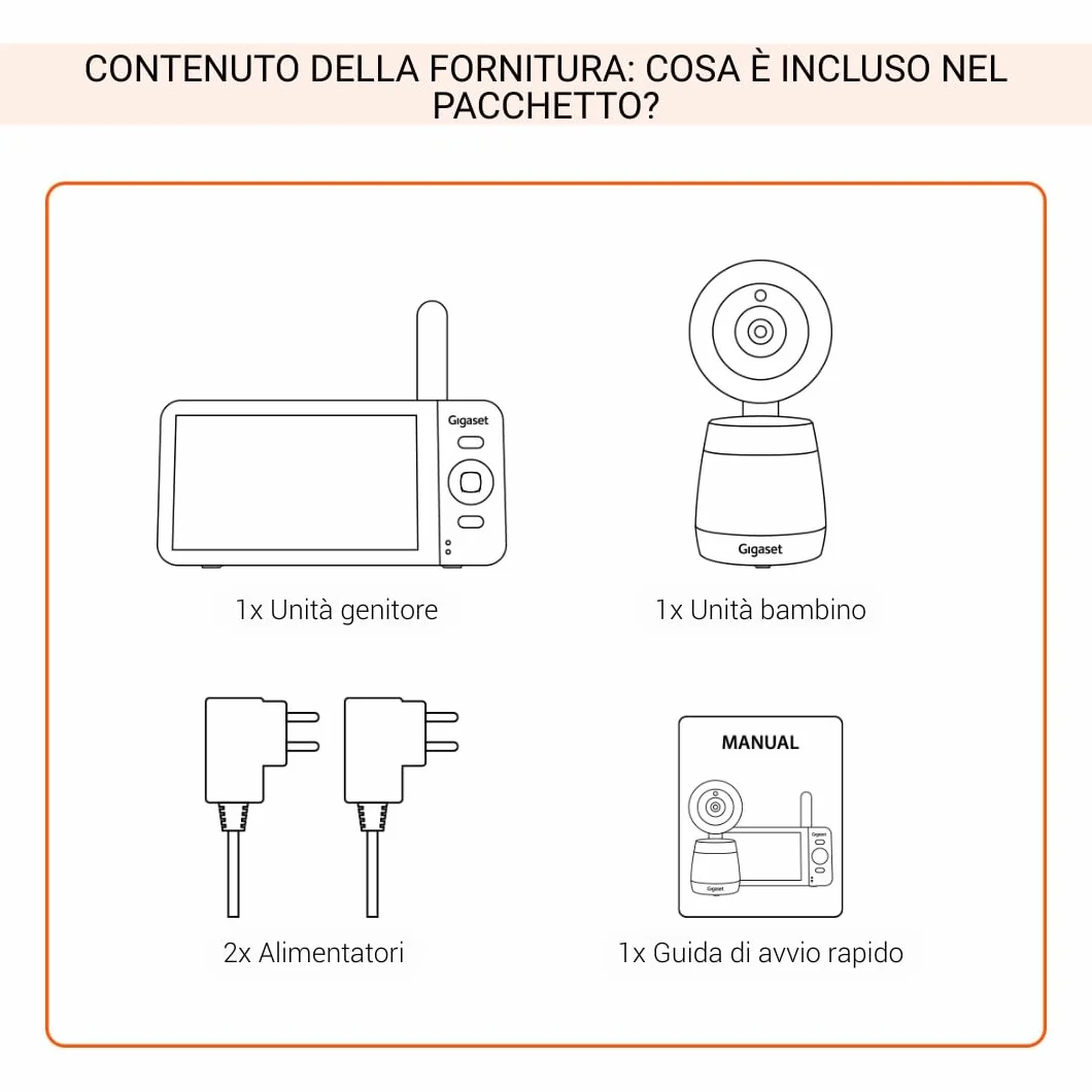 Gigaset BABY 700 Connected – Videocamera per bambini con touchscreen Full HD da 5,5" – Trasmissione sicura FHSS e WLAN–lunga durata della batteria-con app, Cream White/Warm [Versione Italiana]
