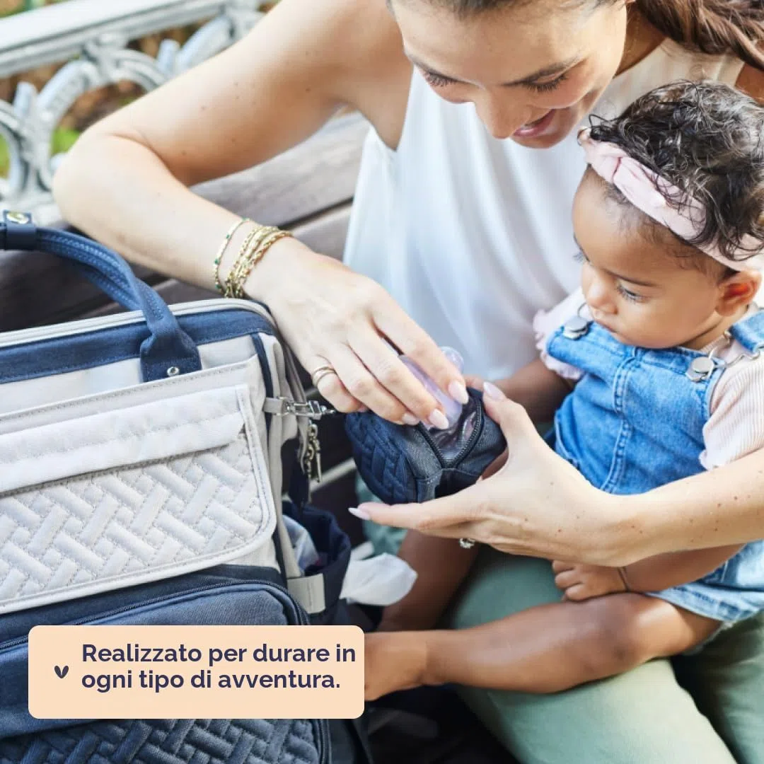 BabbleRoo Zaino-Borsa Fasciatoio, Grande Borsa Fasciatoio Da Viaggio Per Mamma E Papà, Zaino Per Pannolini Con Fasciatoio, Borsa Cambio Con Cinghie Per Passeggino E Porta Ciuccio,