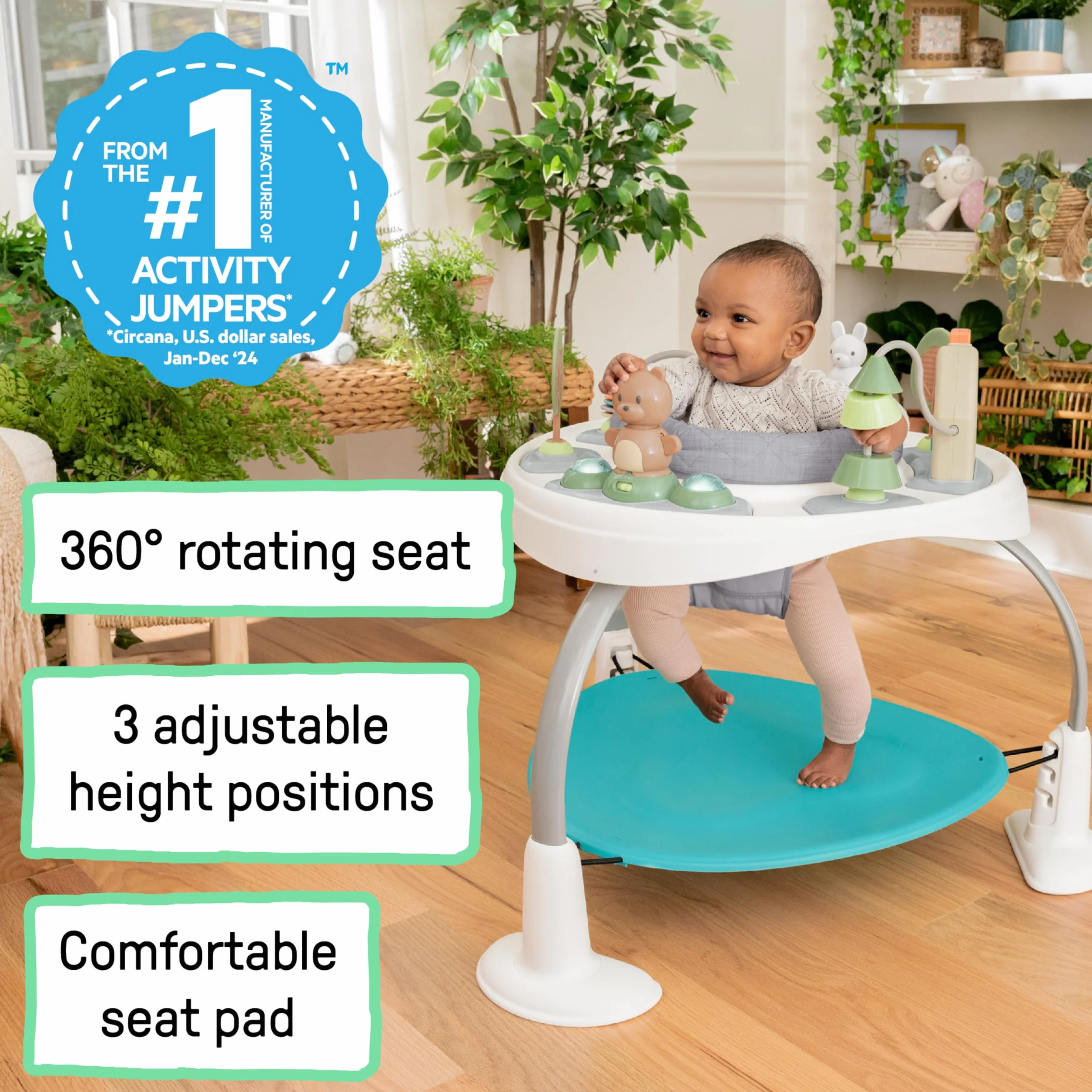 Ingenuity Spring & Sprout 2 in 1 Centro Attività Giochi e Tavolo con Cuscino Luci Suoni 11 Attività Interattive 6 Mesi+