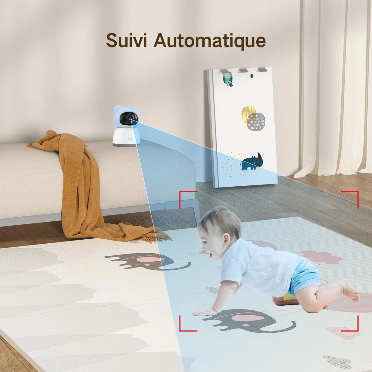 2K 5" Babyphone Camera con App Telefono, Rotazione a 360° Luce Notturna Colorata, Zoom 4X, Monitoraggio del Movimento, Monitoraggio Automatico, Area di Allarme Personalizzata