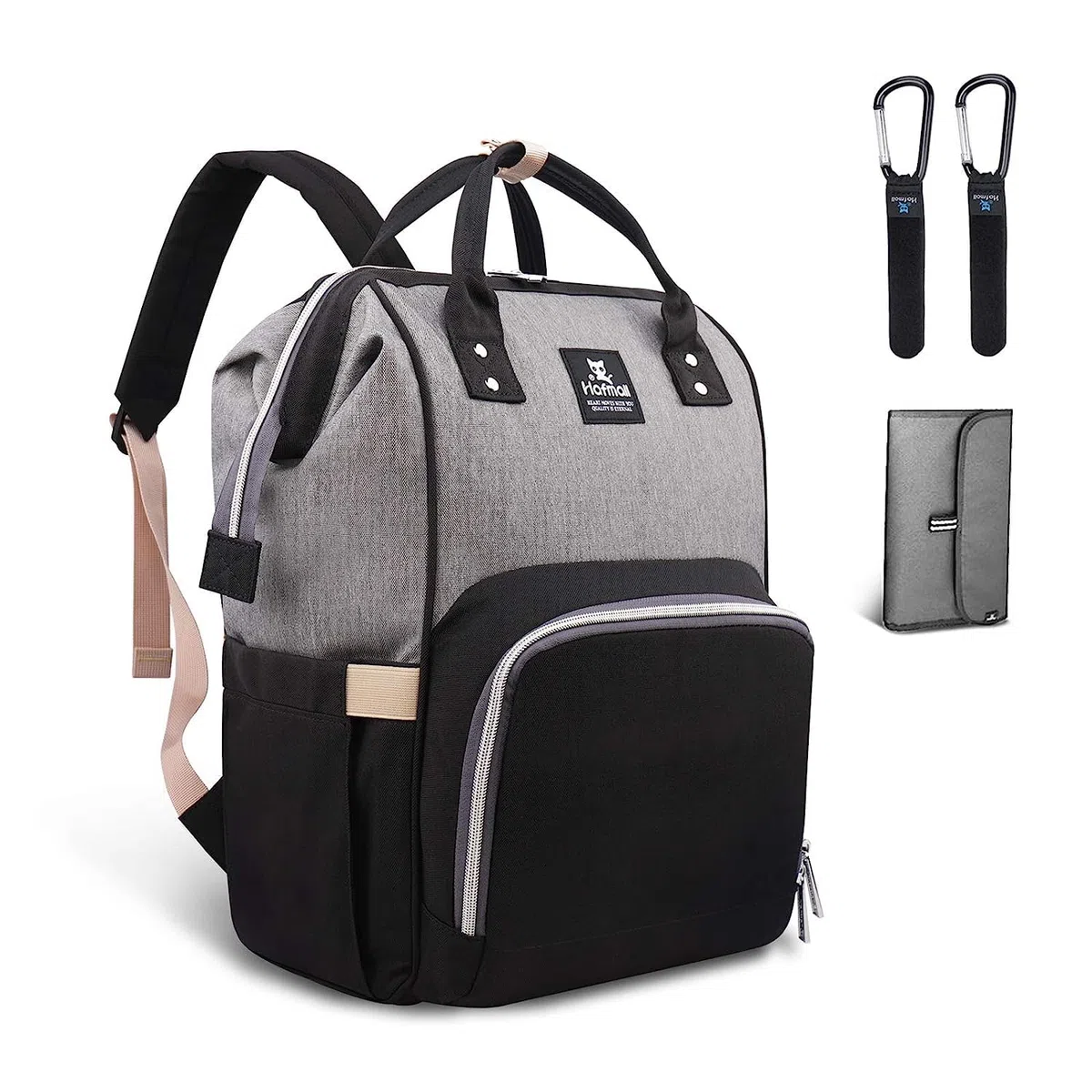 Hafmall Zaino Fasciatoio Impermeabile da Viaggio Zaino, Elegante Grande Capacità Borsa Fasciatoio con Pannolino Tappetino e Ganci per Passeggino
