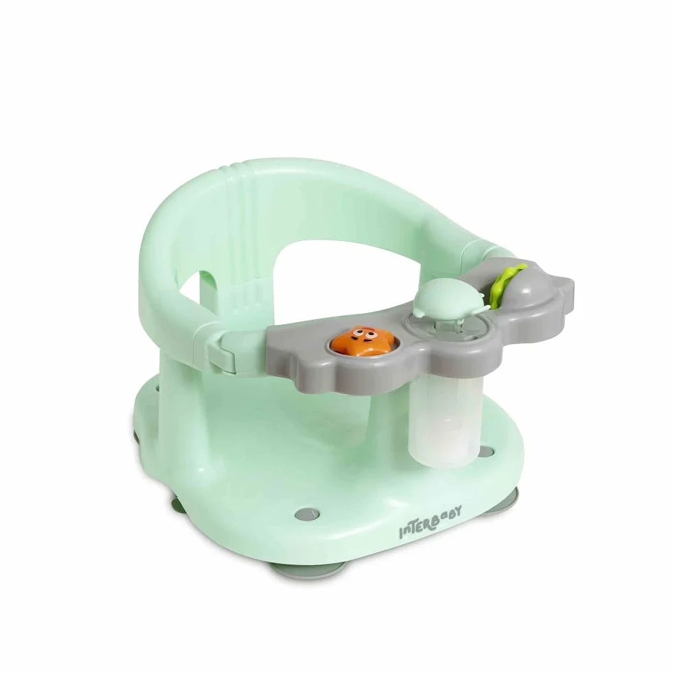 Interbaby Seggiolino da Bagno Bambino Antiscivolo con Ventose | Seggiolino Vasca e Doccia Sicuro ed Ergonomico | Sedia Bagnetto Neonato 6-24 Mesi | Seggiolino Bagno Stabile e Confortevole (Verde)