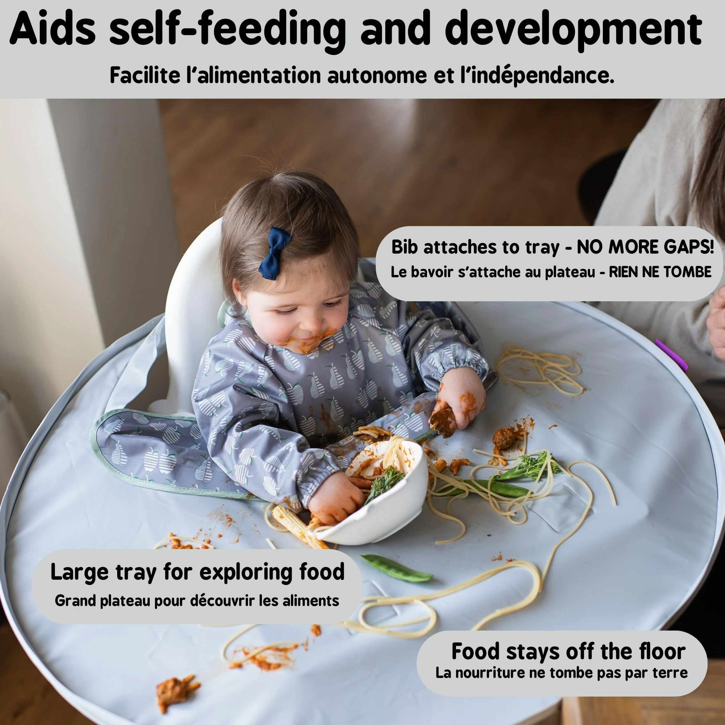 Tidy Tot - Kit bavaglino e vassoio tutto in uno. Unisex. Taglia unica da 6 mesi a 2 anni. Essenziale per lo svezzamento.
