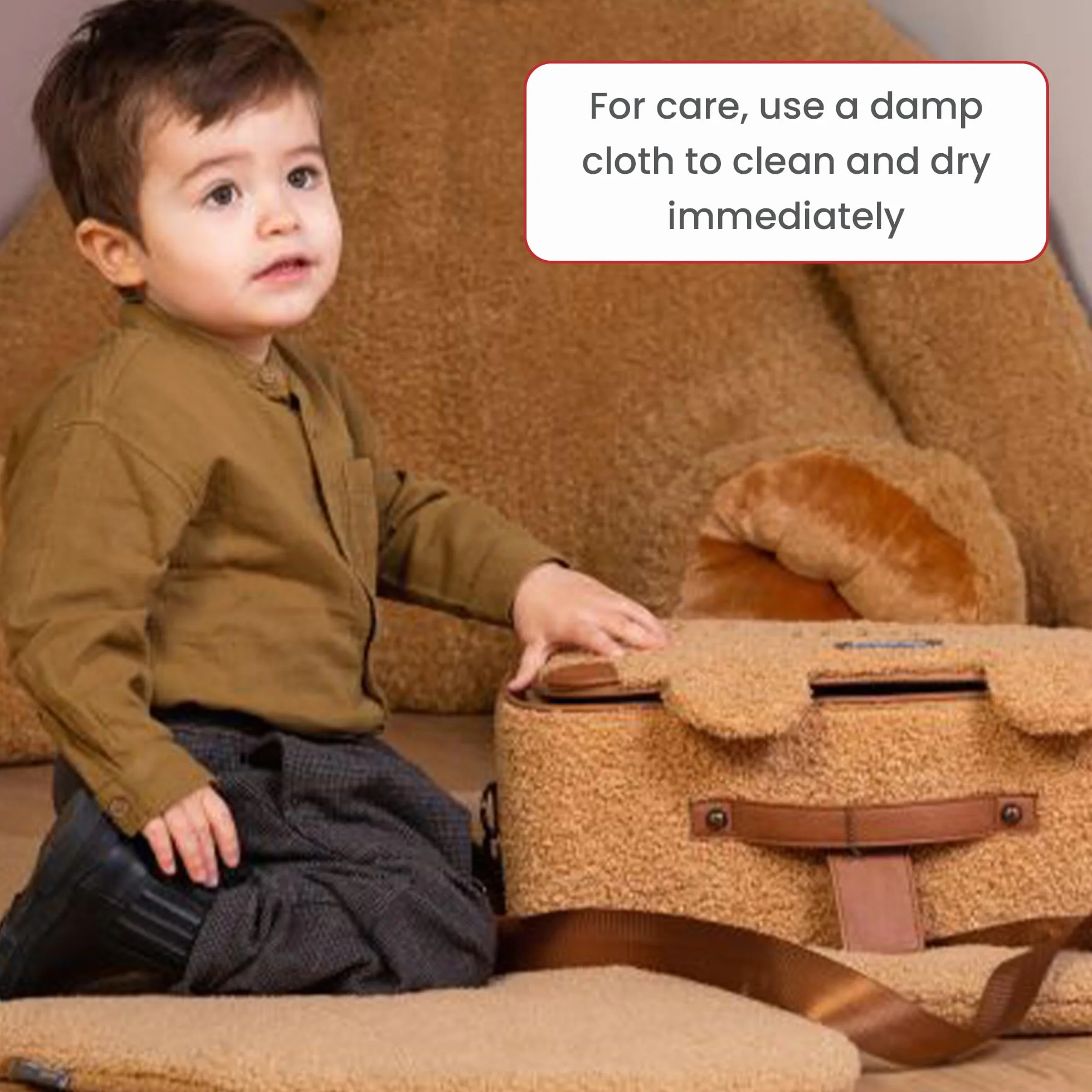 Childhome Valigia per bambini Weekend formato cabina compatto resistente con manico etichetta nome orsacchiotto marrone