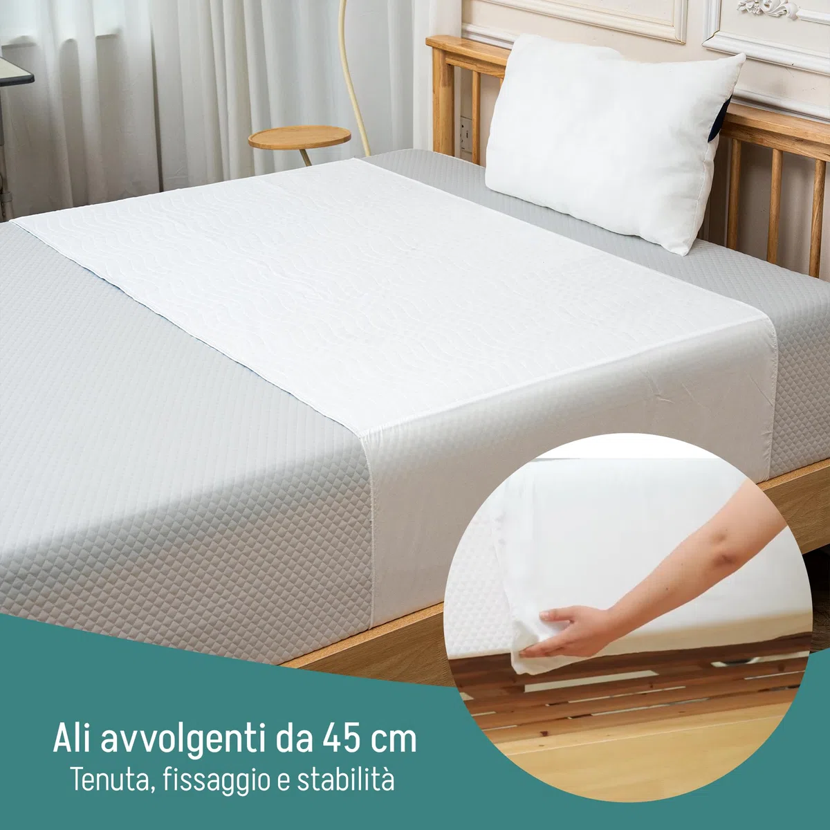 Coprimaterassi matrimoniale impermeabile. Traverse letto anziani lavabili. Panno per l’incontinenza: alato. Protezione impermeabile per Incontinenza - assorbente 3,15 litri/m². 135 x 85 cm - (pack x2)
