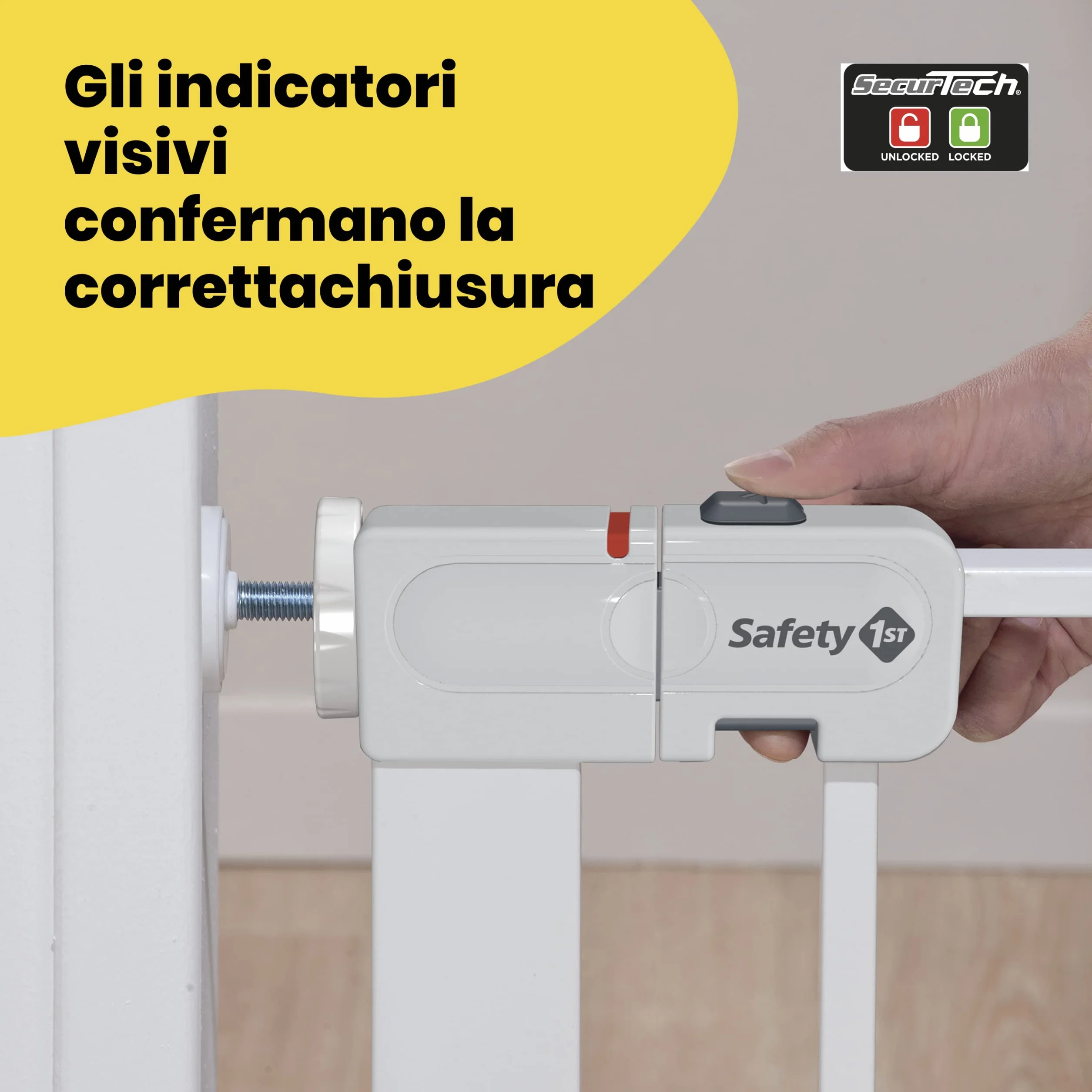 Safety 1st Auto Close Cancello di Sicurezza per Bambini, Chiusura Automatica, 73-80 cm, Estensibile fino a 136 cm, Metallo Bianco