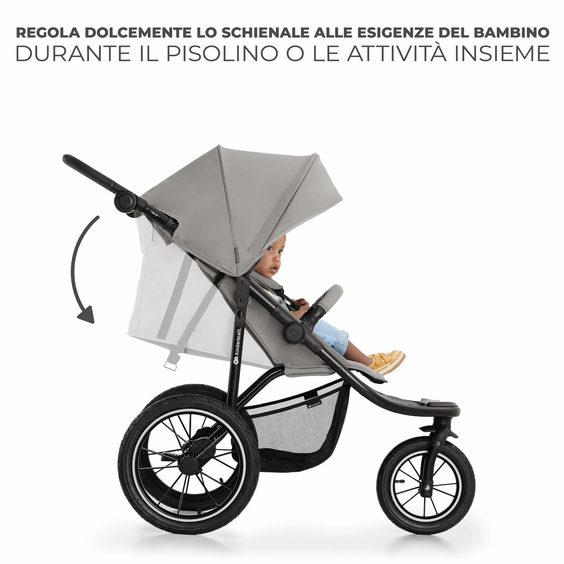 Kinderkraft HELSI 2 Passeggino leggero 3 ruote, 27 kg, szare
