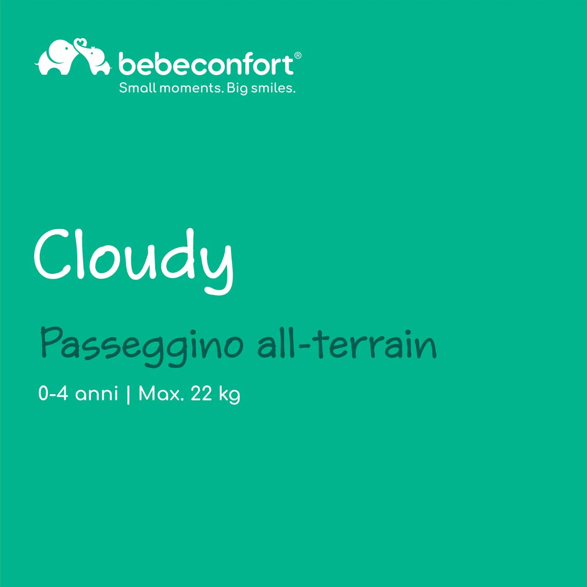 Bebeconfort Cloudy Passeggino Ruote Grandi, 0-4 anni (max.22kg), Reclinabile e Pieghevole, Chiusura Rapida, Corsa 3 Ruote Fuori Strada, Maniglione Regolabile, Mineral Graphite