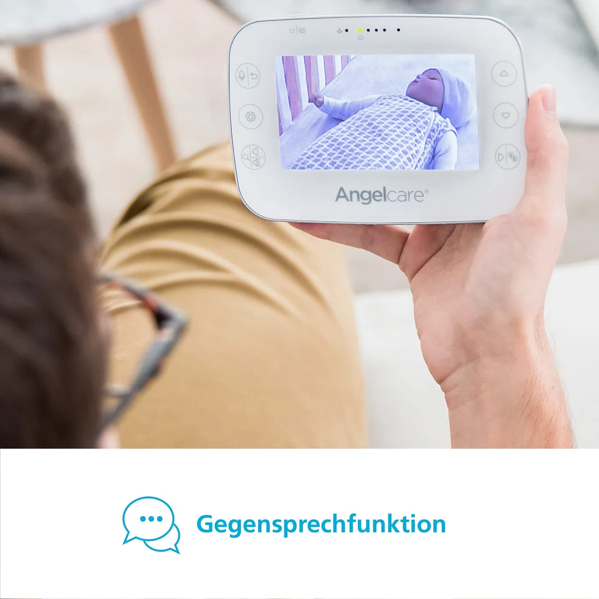 Angelcare SmartSensor Pro 3, monitoraggio 3 in 1: video + audio + movimento con sensori wireless, visualizzazione della temperatura ambiente