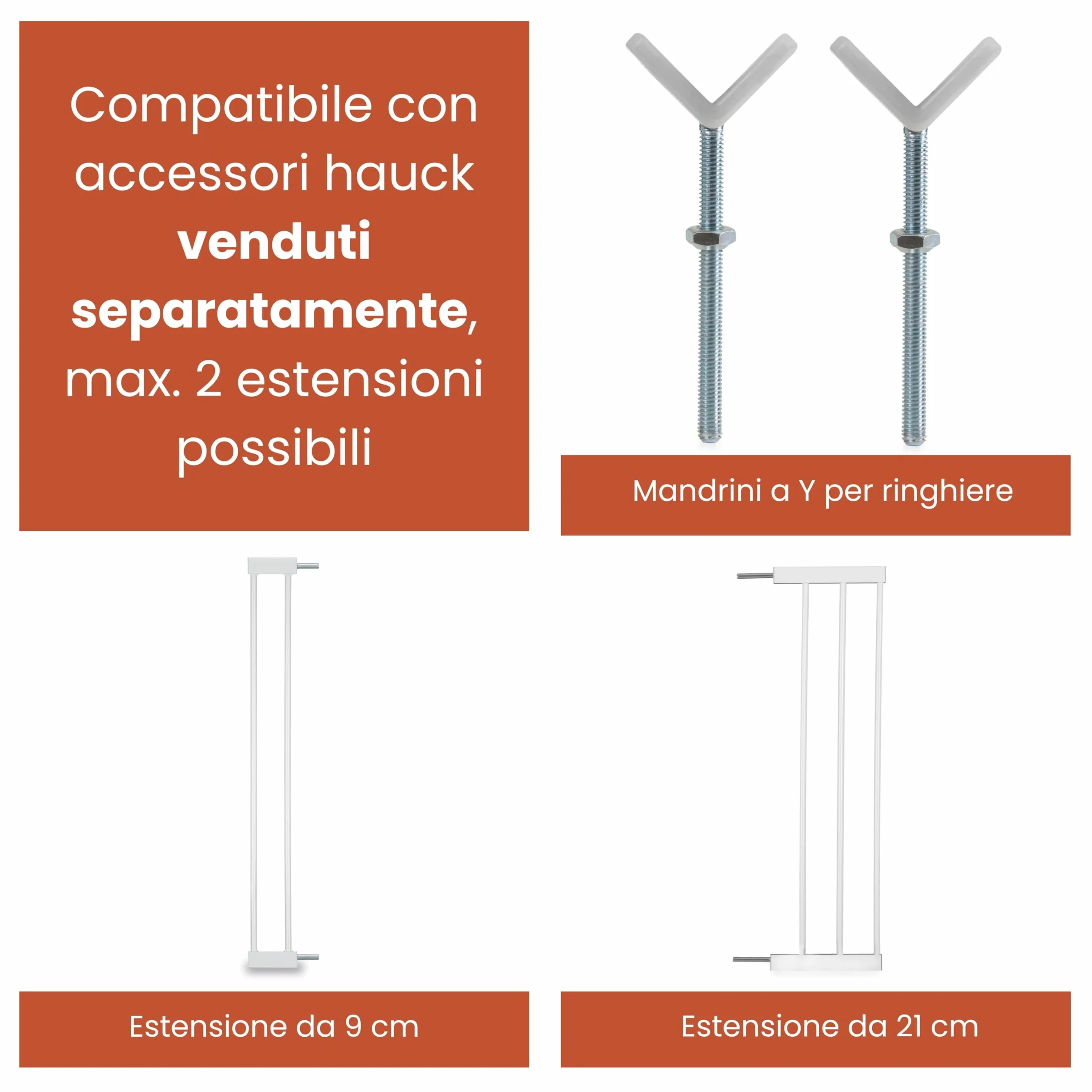 Hauck Open N Stop 2 Estensione 9 cm Bianco Cancelletto Bambini Cani Larghezza Regolabile 84-89 cm Alto 77 cm Apribile una Mano Entrambe Direzioni Interno