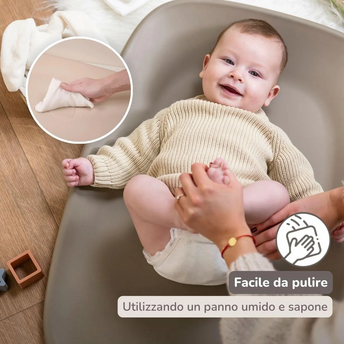 Nattou Cambiador de suave espuma de PU, lavable, 50 x 70 cm, Softy, Taupe