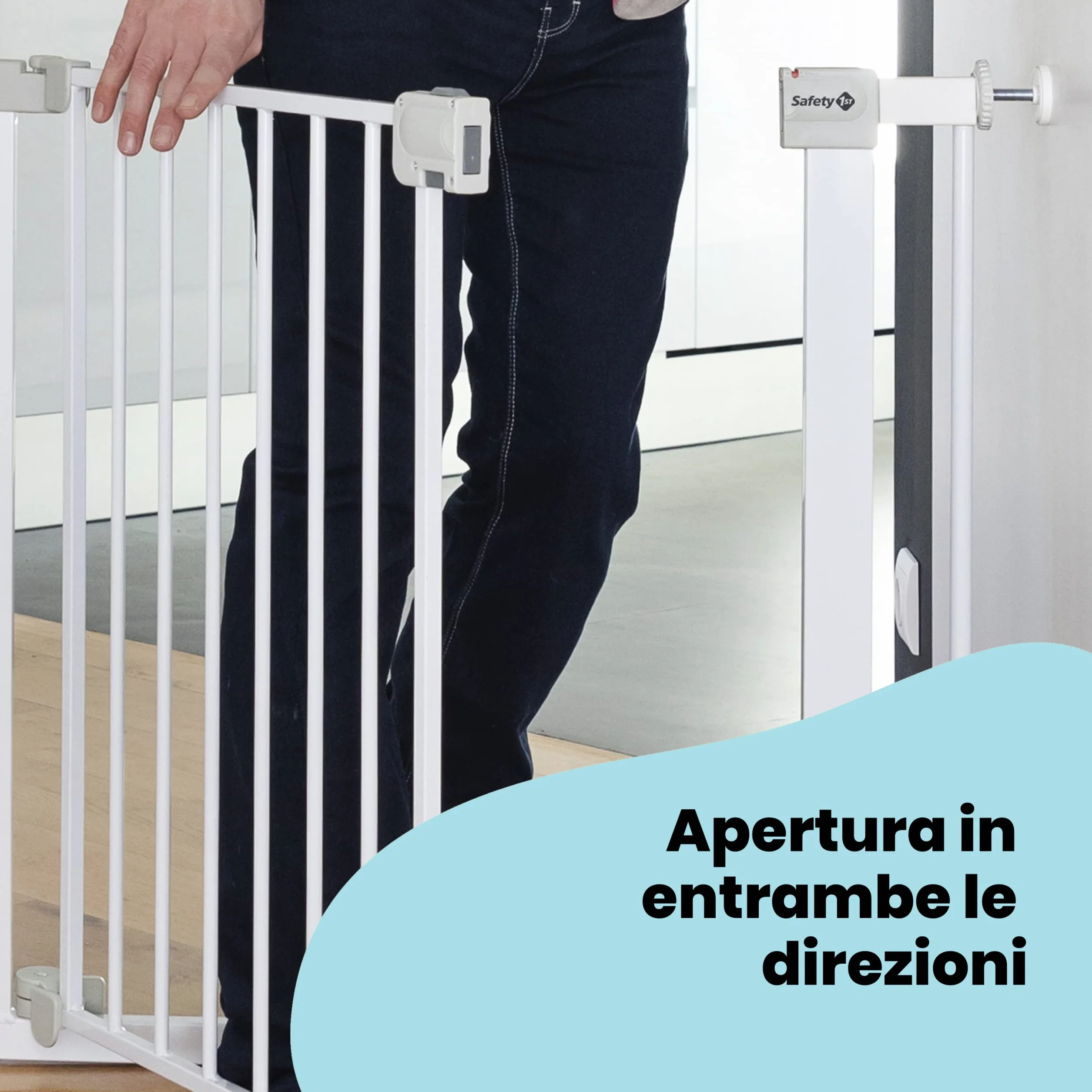 Safety 1st Auto Close Cancello di Sicurezza per Bambini, Chiusura Automatica, 73-80 cm, Estensibile fino a 136 cm, Metallo Bianco