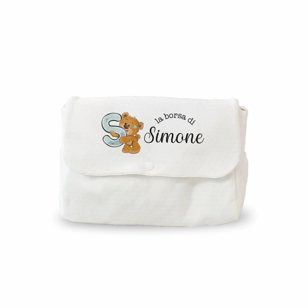 Generico Borsa Fasciatoio per Neonato Personalizzato con Nome e Orsacchiotto Regalo Festa Mamma Natale Nascita Cambio Pannolini
