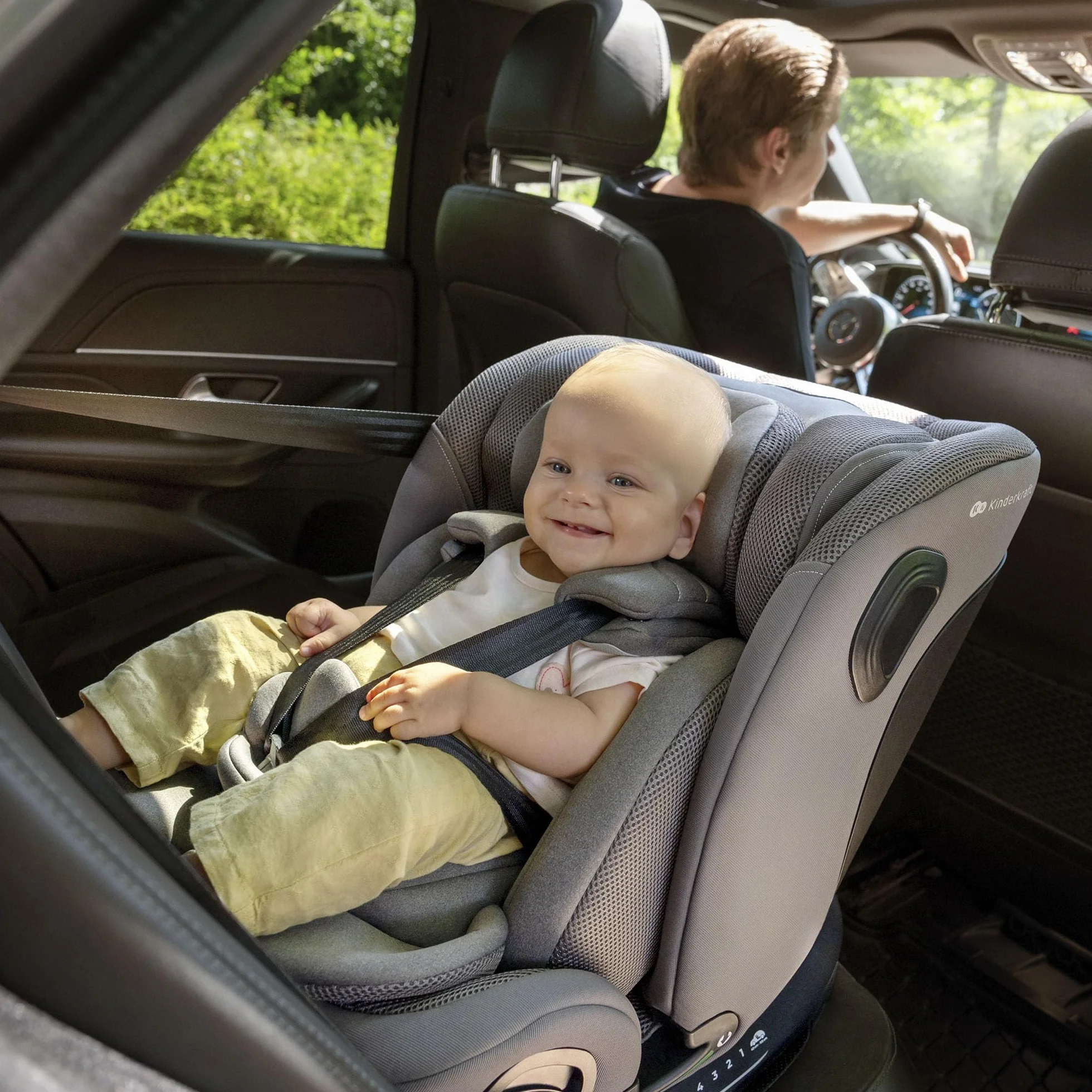 Kinderkraft I-GROW 2 PRO Seggiolino auto 0-36 kg, I-SIZE 40-150 cm, Seggiolino 360 girevole, con Isofix Base, Reclinabile Posizione sdraiata, Poggiatesta regolabile, Gruppo 0 1 2 3, Nero
