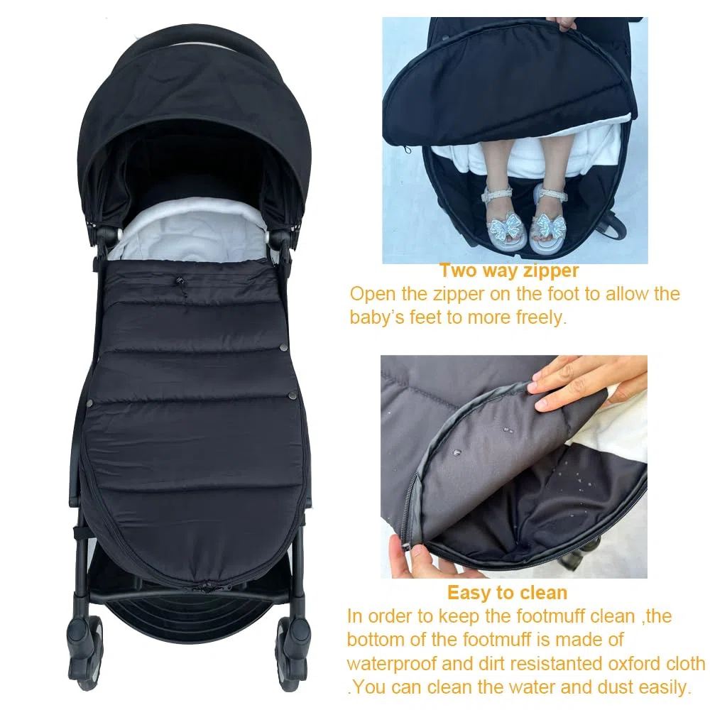 Coprigambe universale per passeggino compatibile con Babyzen YOYO/YOYO2, Stokke YOYO3 e Bugaboo, tessuto antivento e antigelo, facile da pulire (nero)