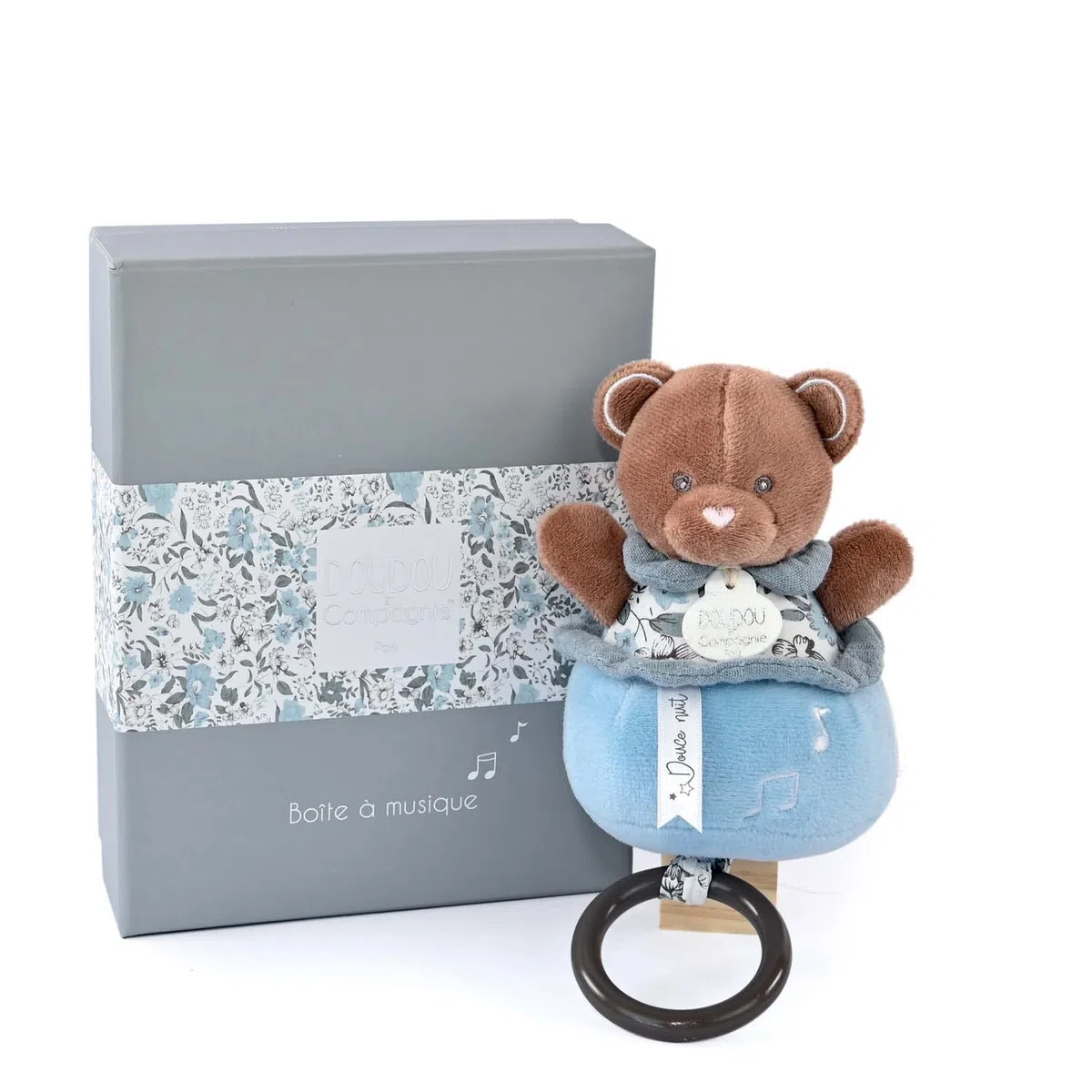 Doudou et Compagnie - Boh'aime - Carillon per la musica con orso, blu, 20 cm, regalo per la nascita - Bella confezione regalo - DC4024