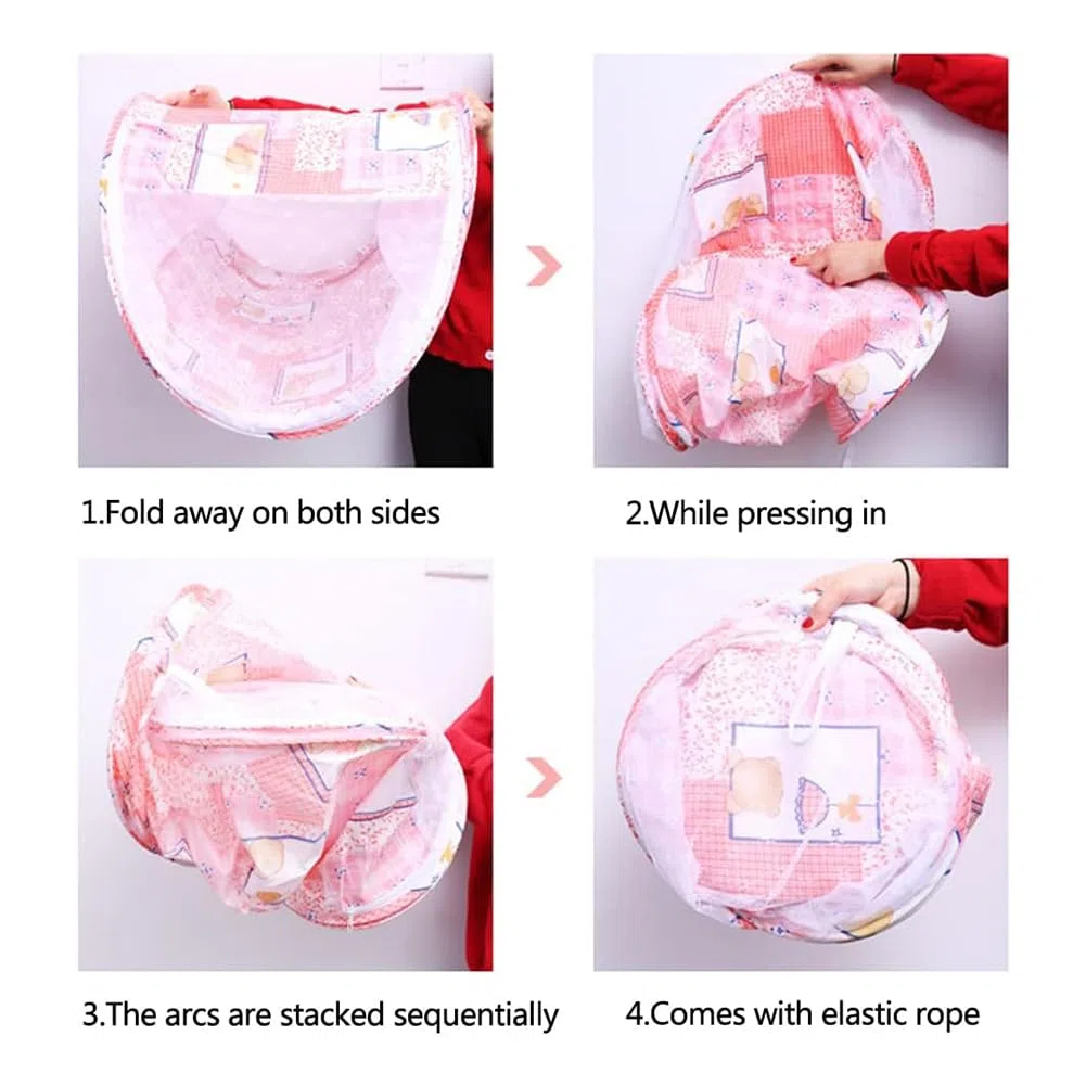 Zanzariere per Culla, Zanzariera Lettino Bebè Pieghevole Tenda Anti Zanzare per Culla da Viaggio Portatile Zanzariera Pieghevole Tenda da Viaggio per Famiglia Viaggi All'Aperto( 108 x 60 x 38cm)(Rosa)