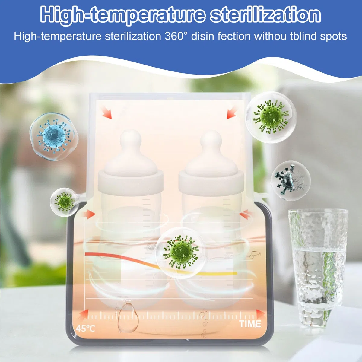 Scaldabiberon e Sterilizzatore 9-in-1, Biberon Sterilizzatore senza BPA, Riscaldamento Rapido del Latte Materno, Scongelare, Scaldabaschette per Bambini con Display LCD, Multifunzione