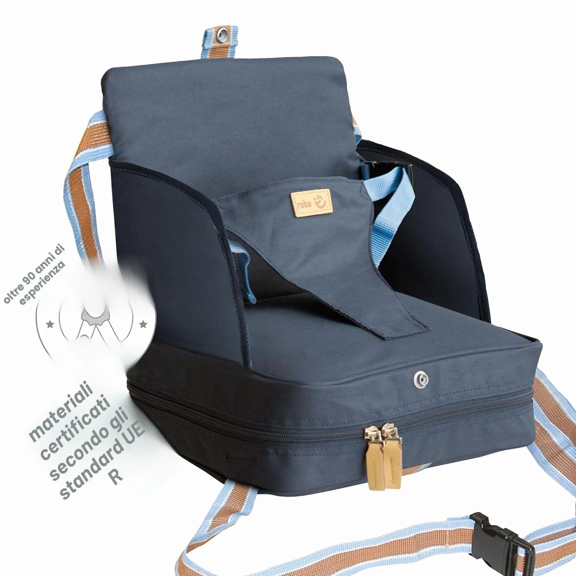 roba Booster Seat Seggiolino Gonfiabile per Bambini, Parti Laterali Rialzate, Leggero, Trasportabile, Blu Scuro