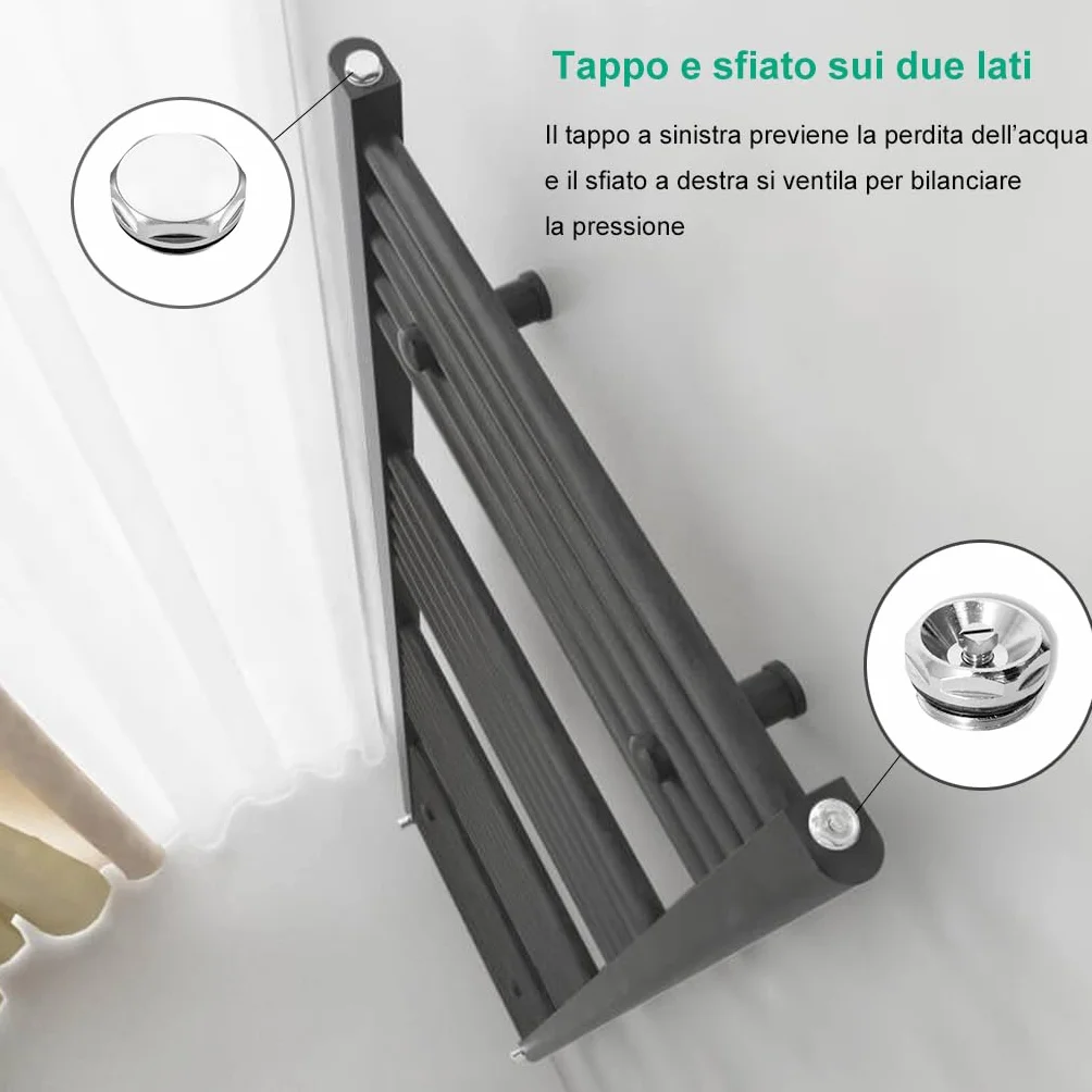 AICAIT Termoarredo Bagno Scaldasalviette Acciaio al carbonio Termosifone Antracitico 800x600mm