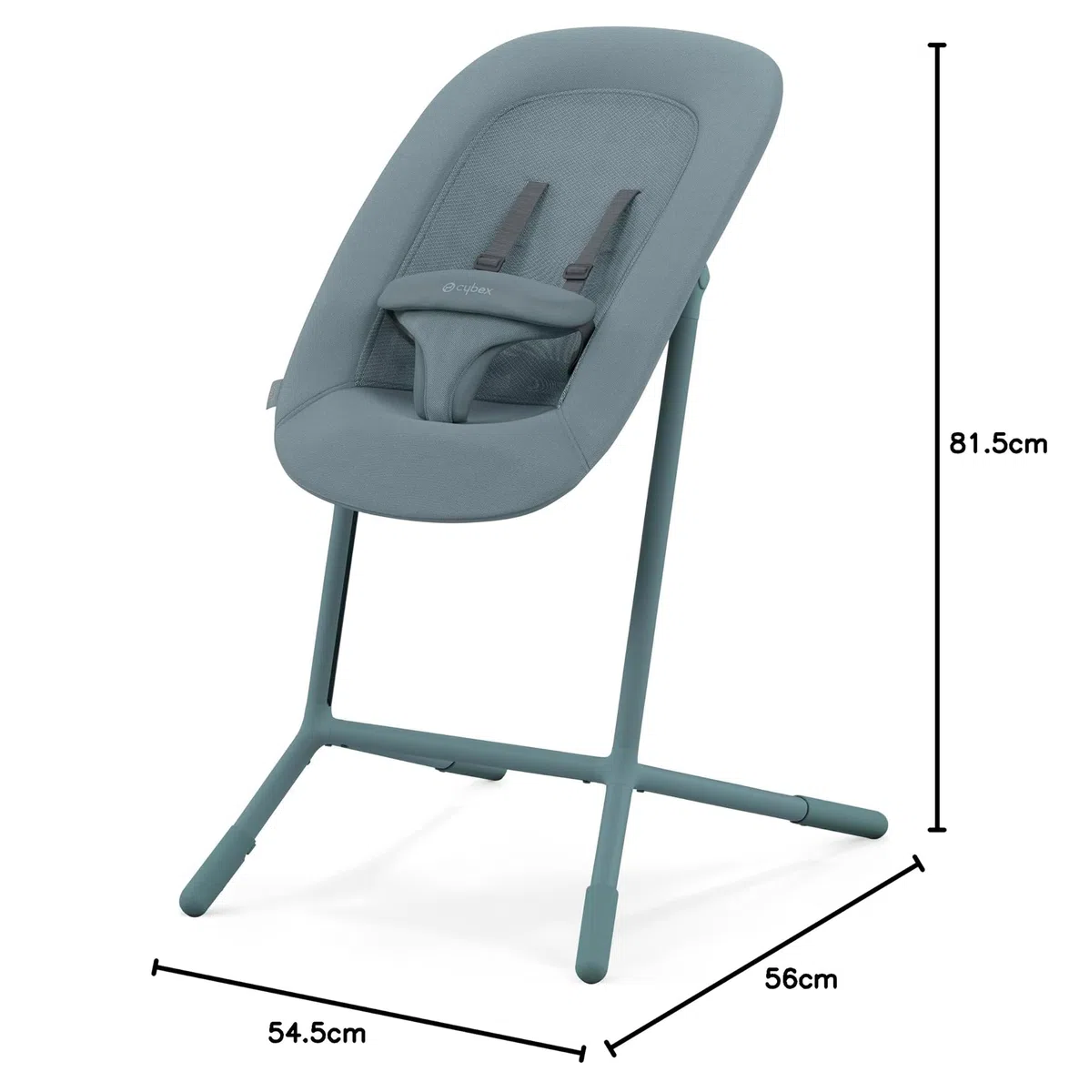 CYBEX Gold LEMO Seggiolone 4-in-1, 0 - 99 Anni, Dalla Nascita, Include Sdraietta, Sedile per Bambini, Vassoio, Riduttore per Neonati, Poggiatesta e Adattatore, Alluminio/Plastica, Stone Blue (Blu)